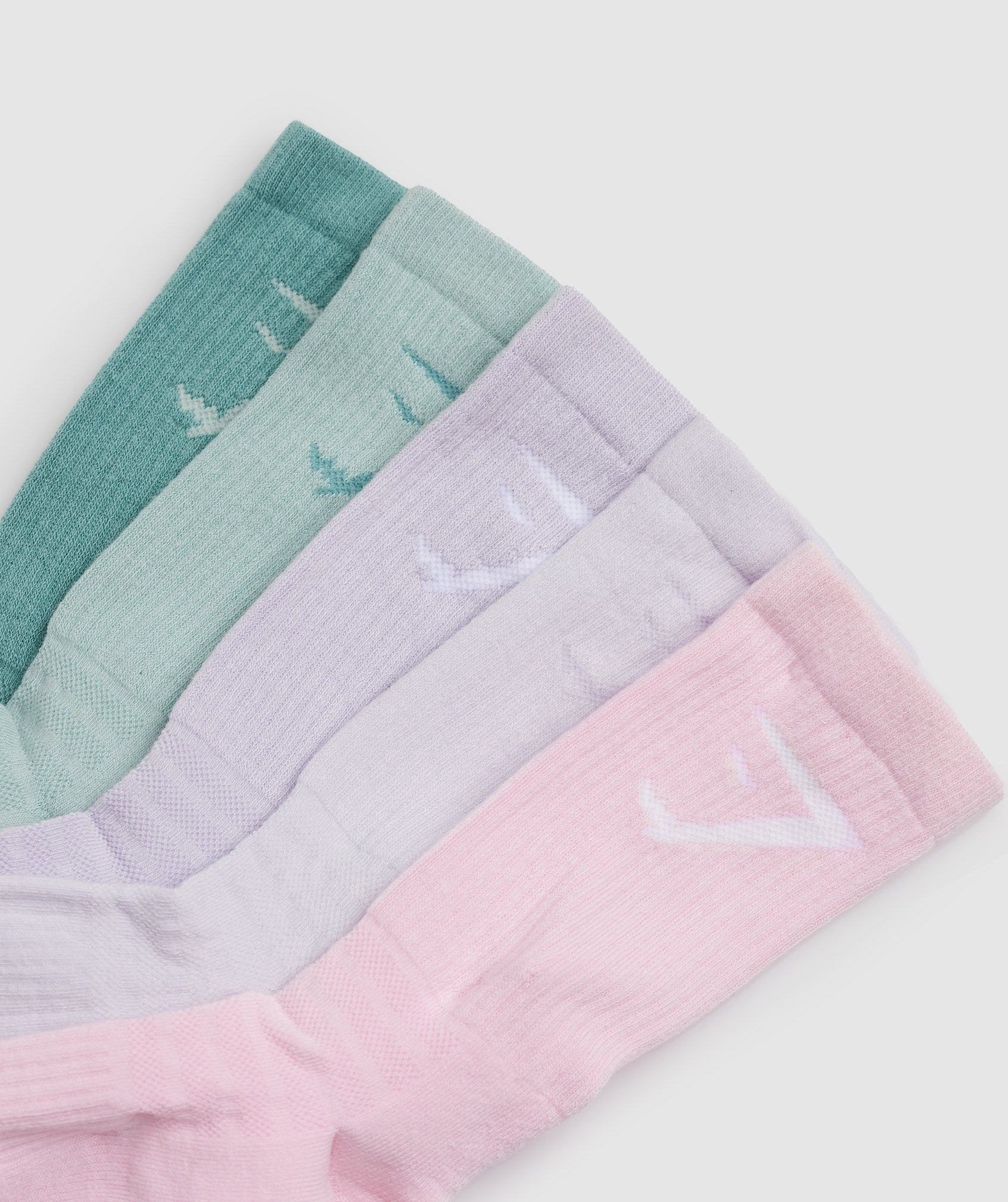 Crew Socks 5pk in Teal/Pink/Teal/Purple/Lilac