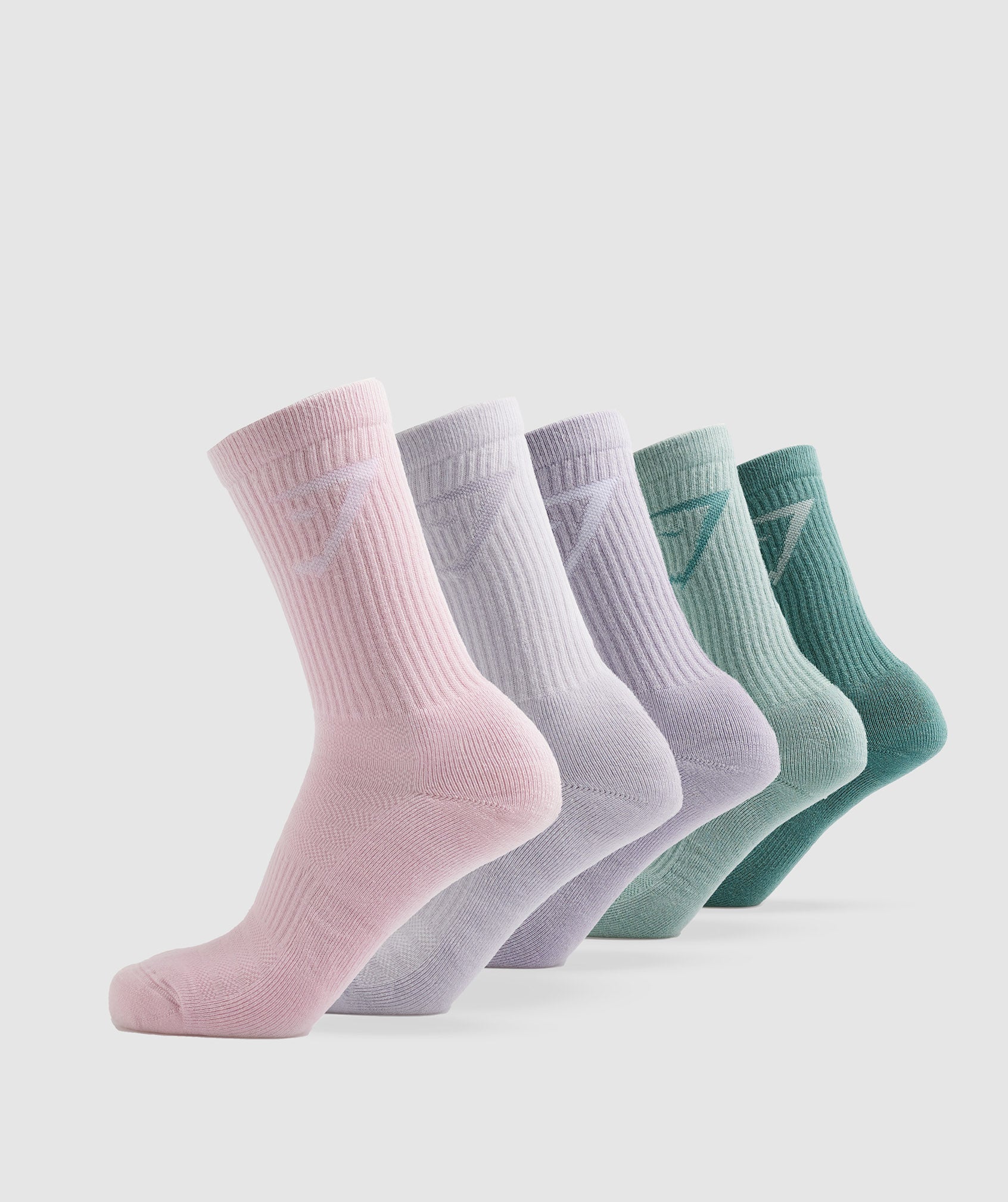 Crew Socks 5pk in Teal/Pink/Teal/Purple/Lilac