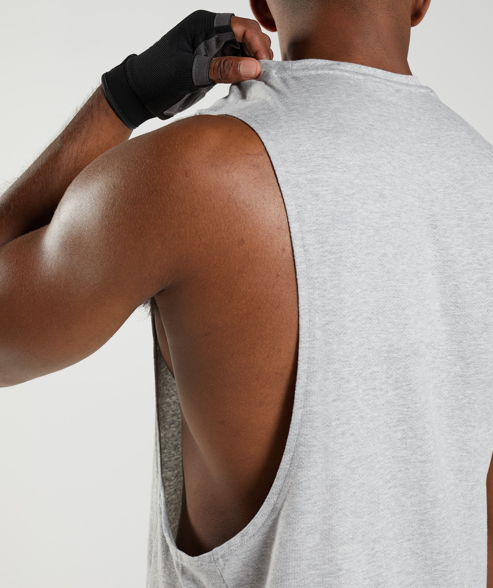 Heather Grey, Cropped Drop Arm Tank Top