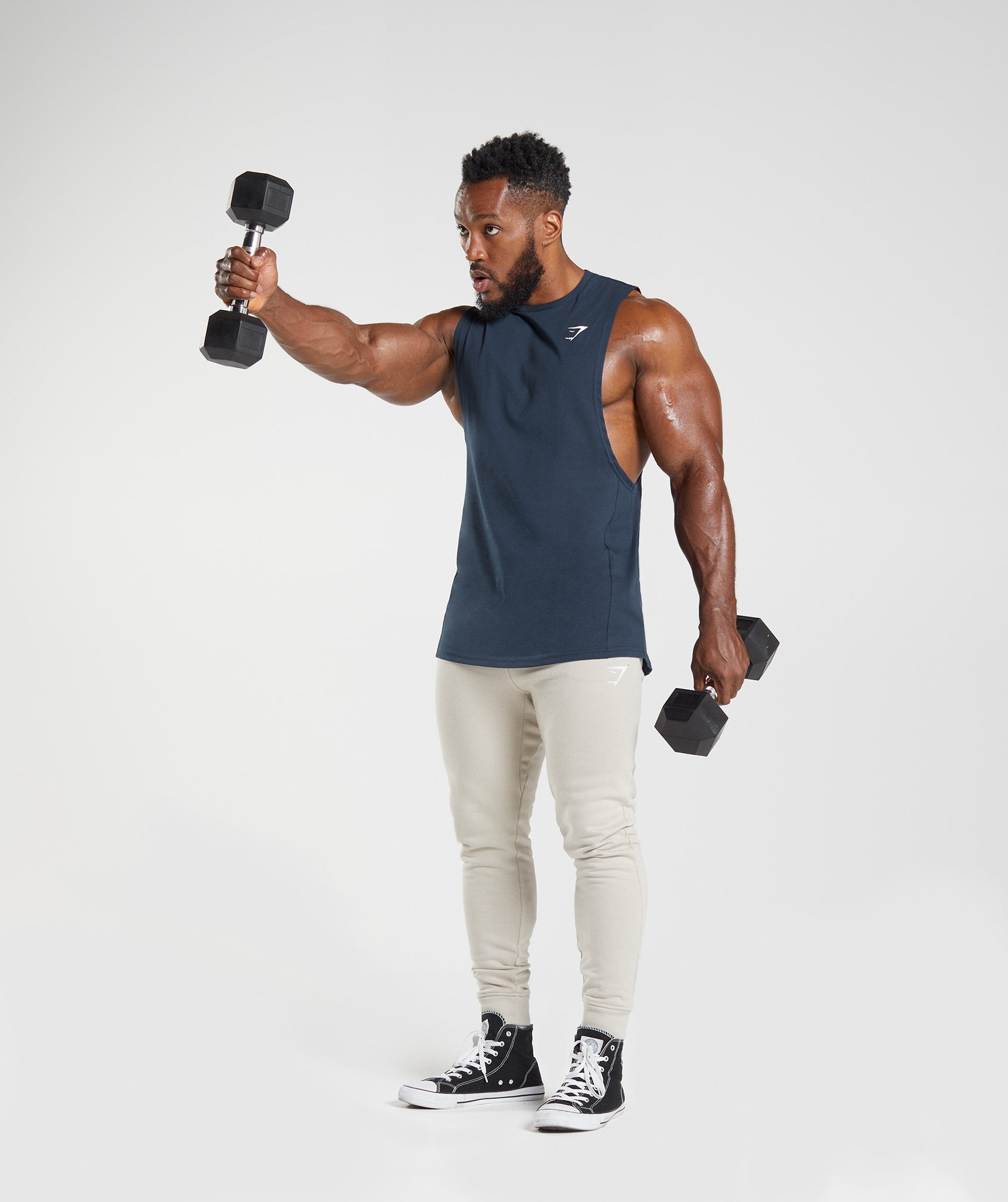 Gymshark Bold React Drop Arm Tank - Navy