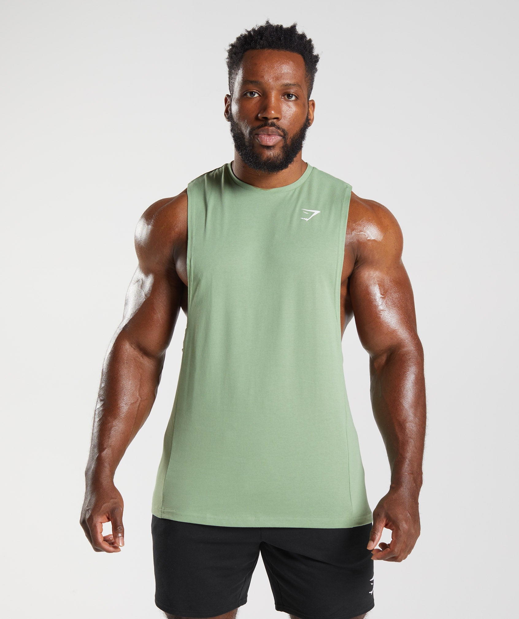 Gymshark React Drop Arm Tank - Tea Green | Gymshark