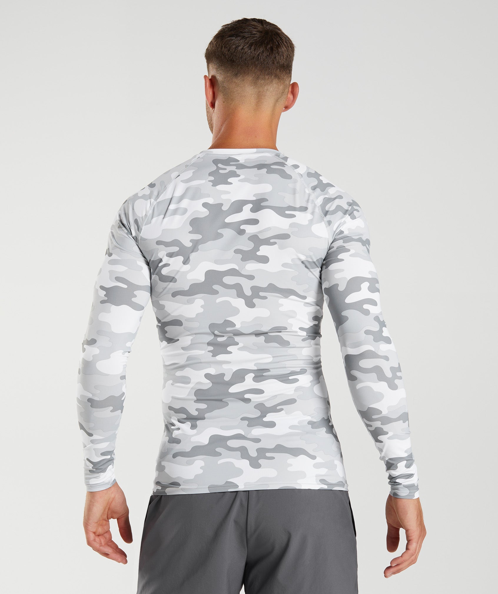 Gymshark Element Baselayer Long Sleeve Top - Light Grey Print