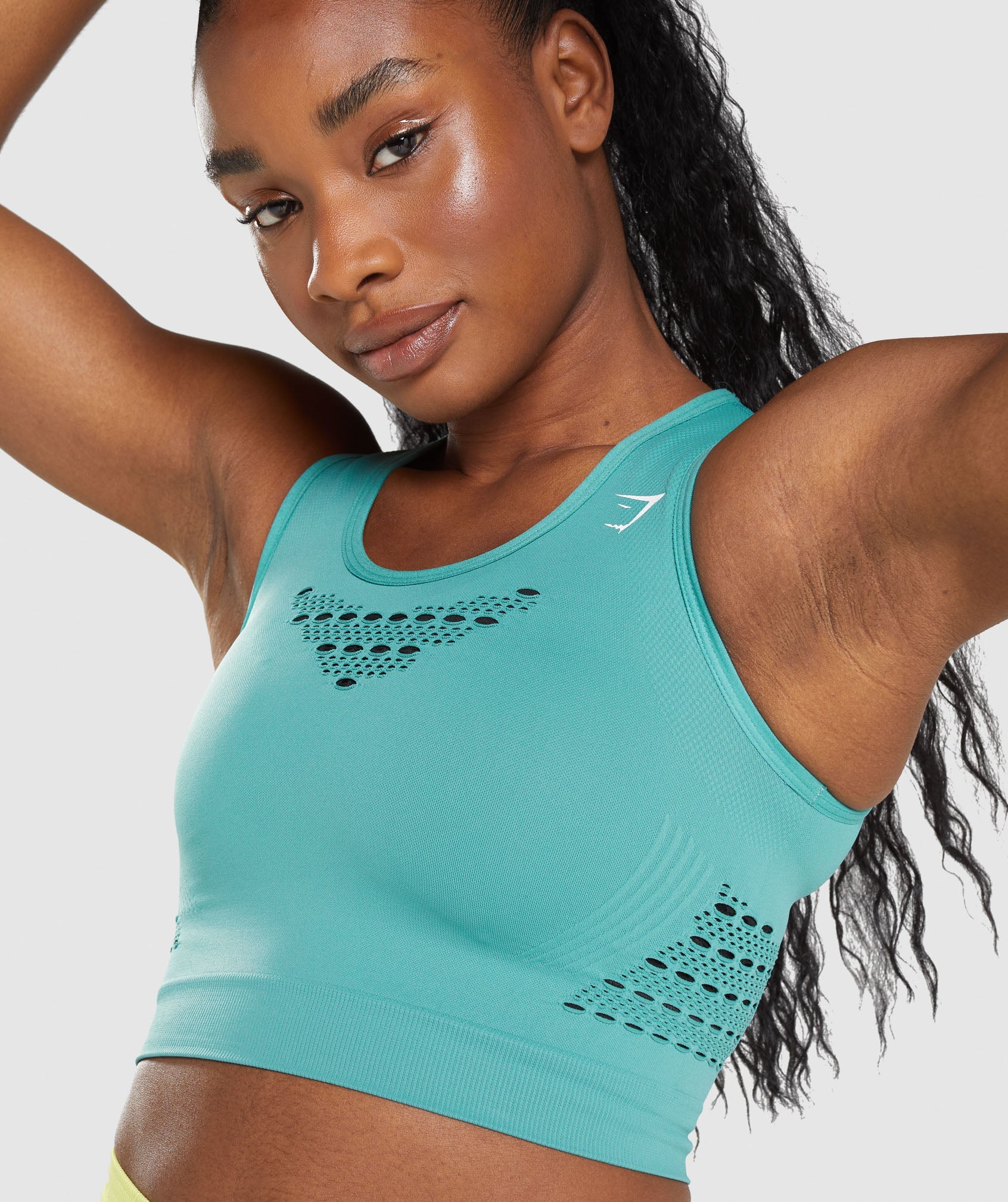 NWT GymShark Geo Ombre Seamless Long Sleeved Crop Top Teal Small