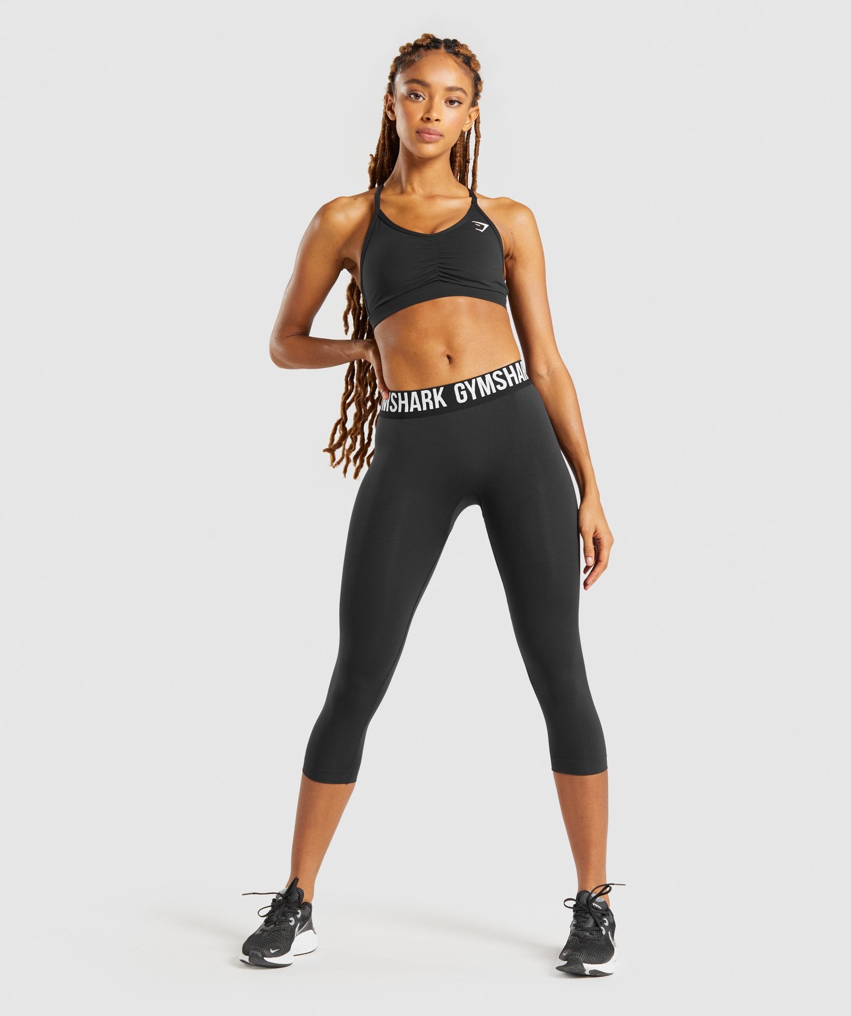 Fit Seamless Cropped Leggings in Black/White