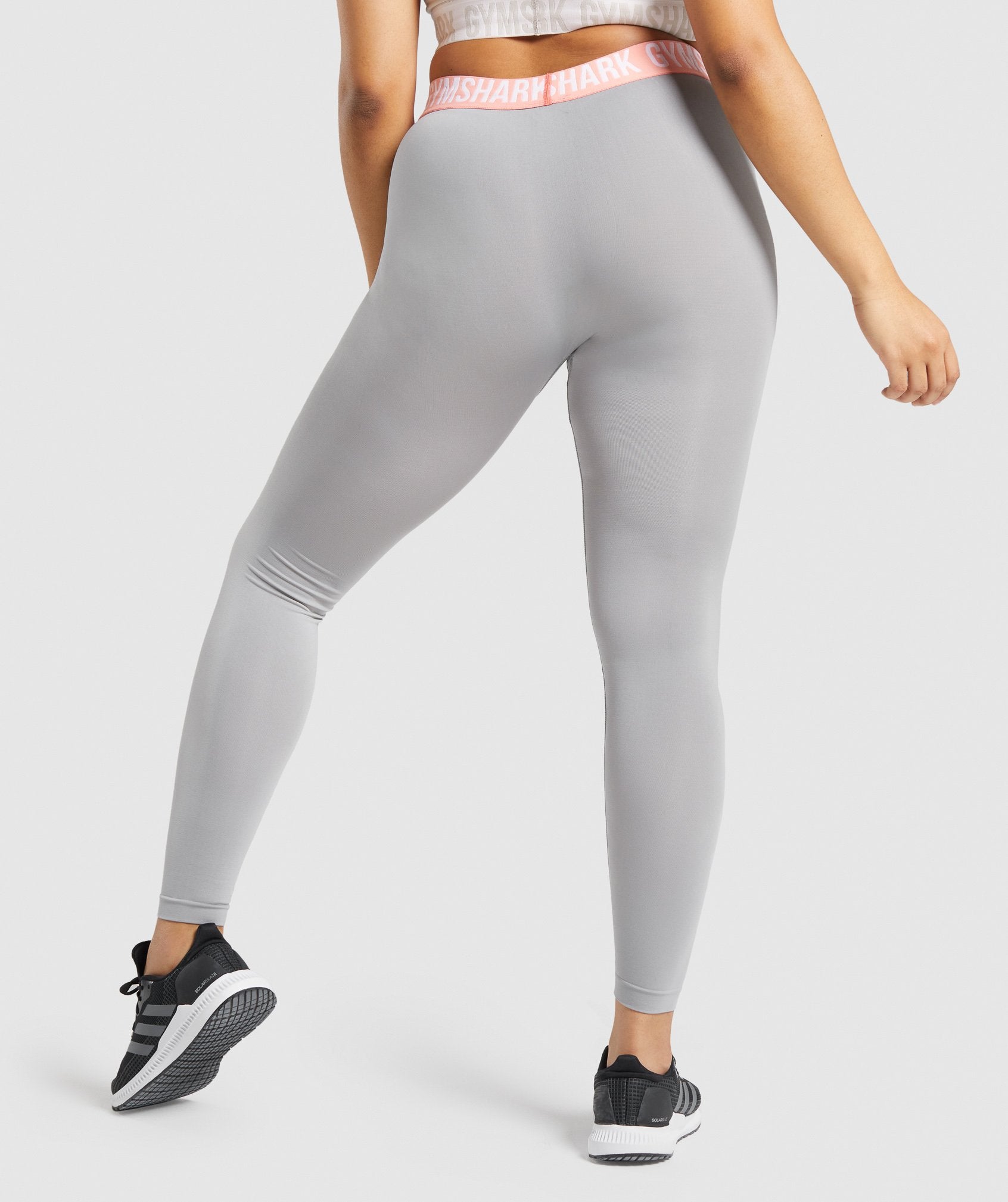 Gymshark Womens Gray Fit Seamless Leggings With Green Waistband Size XS/S  No Tag