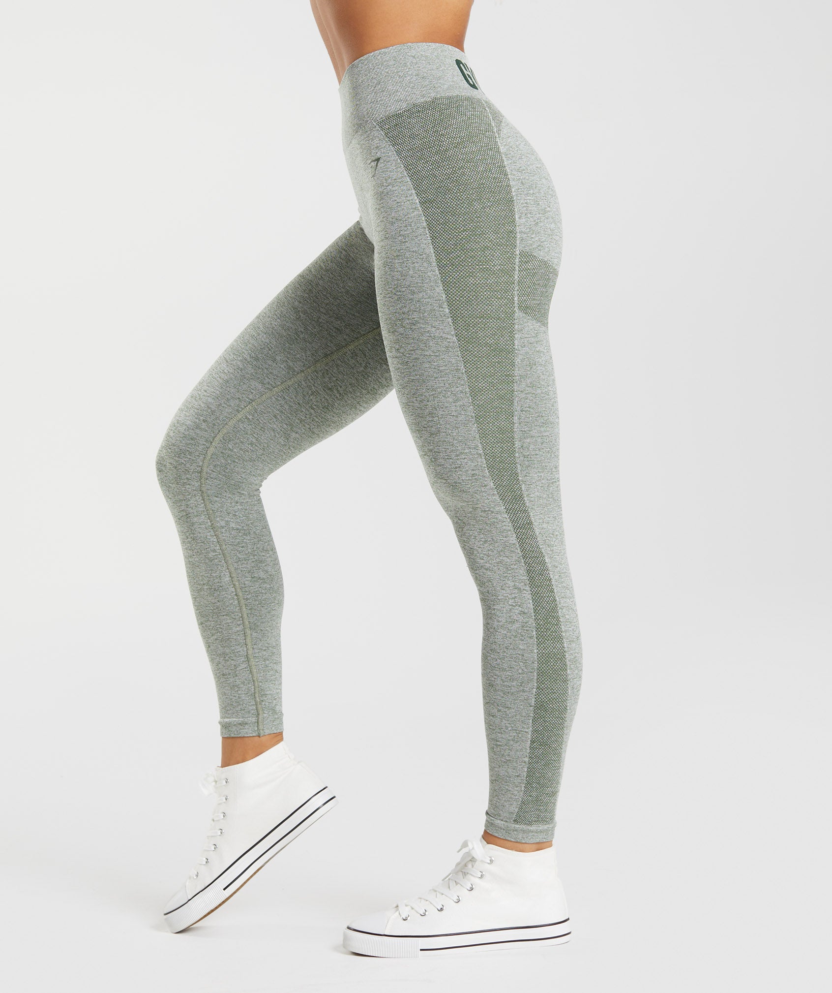 Flex High Waisted Leggings in Marsh Green/White Marl