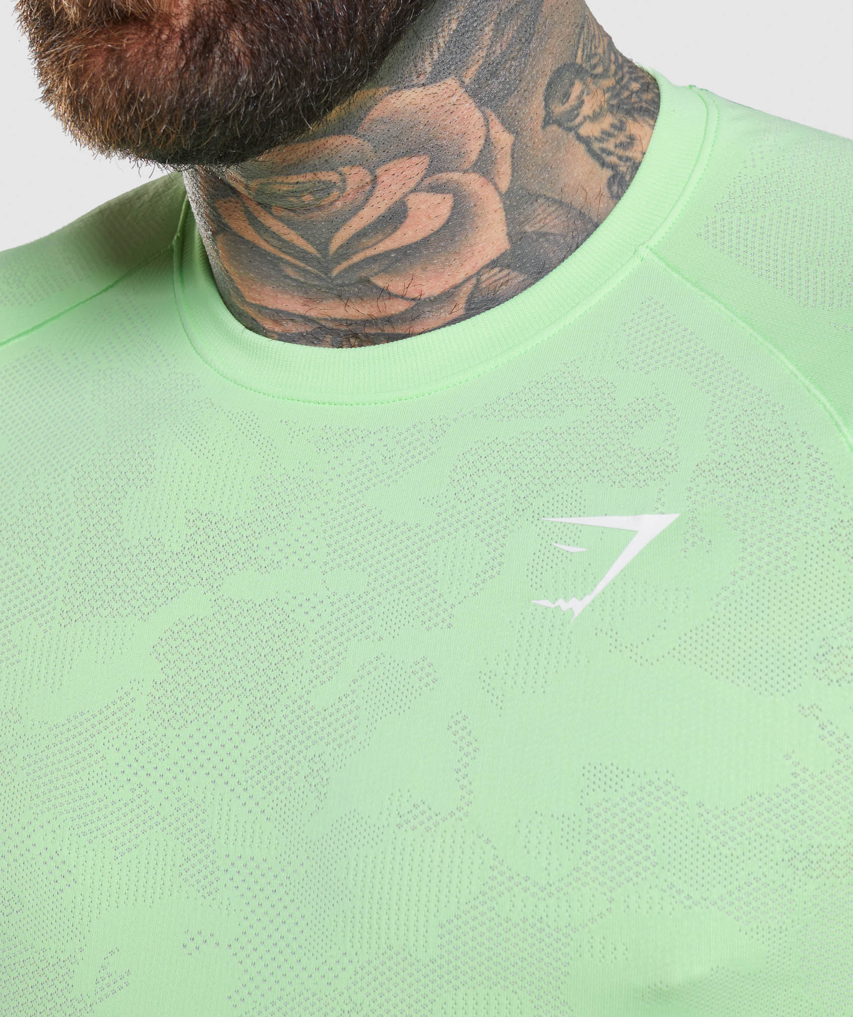 Geo Seamless Long Sleeve T-Shirt in Bali Green/White