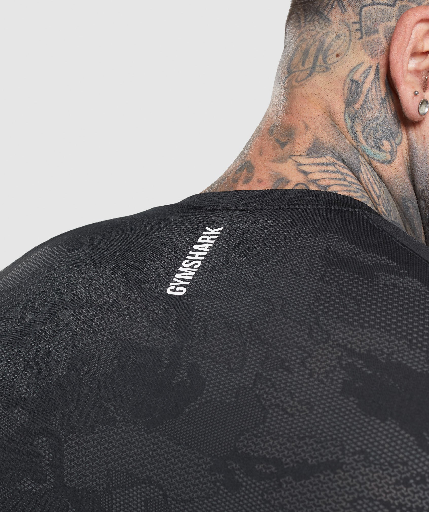 Gymshark Geo Seamless Long Sleeve T-Shirt - Black/Charcoal Grey