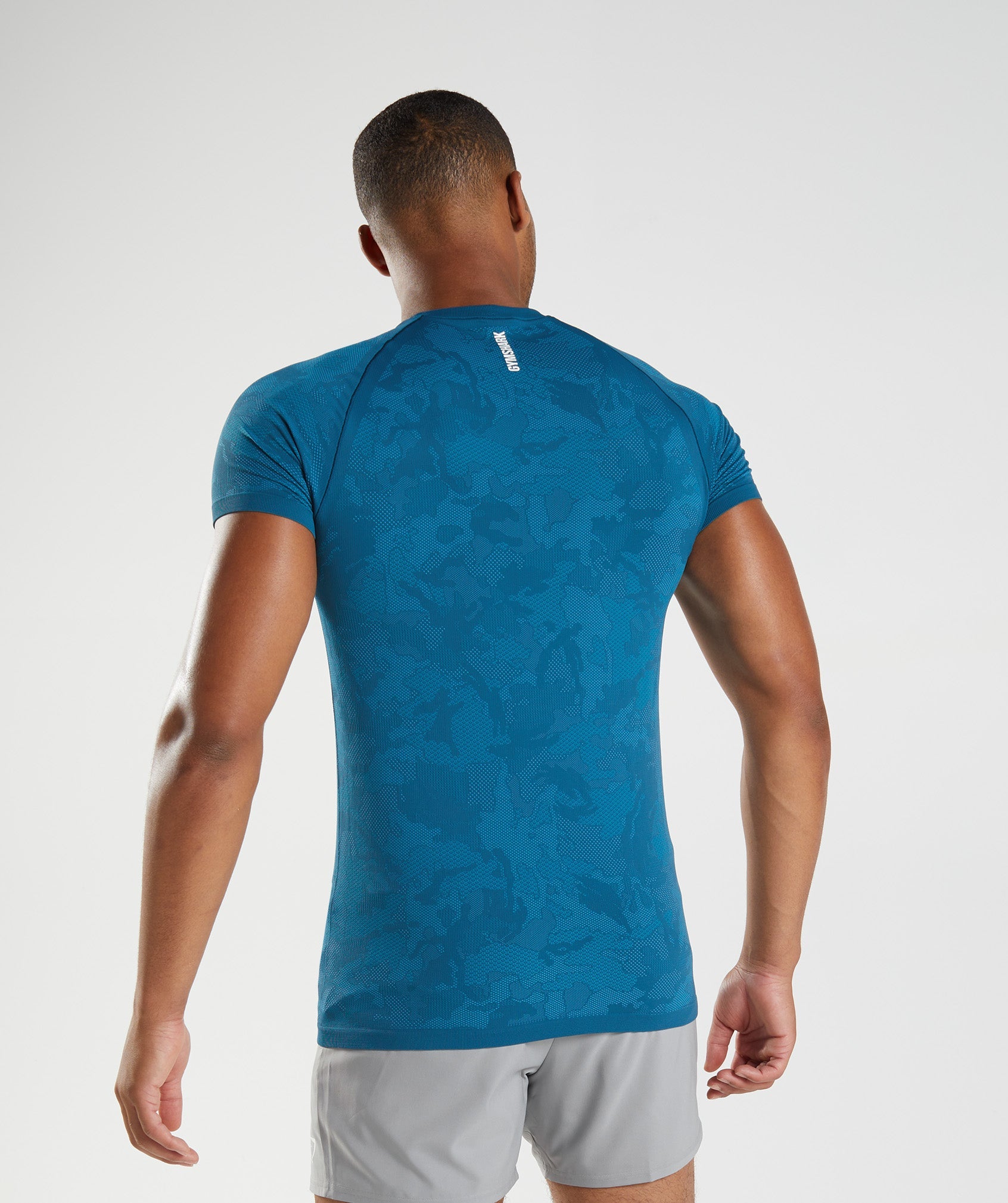 Gymshark Geo Seamless Long Sleeve T-Shirt - Serene Blue/Duck Egg Blue