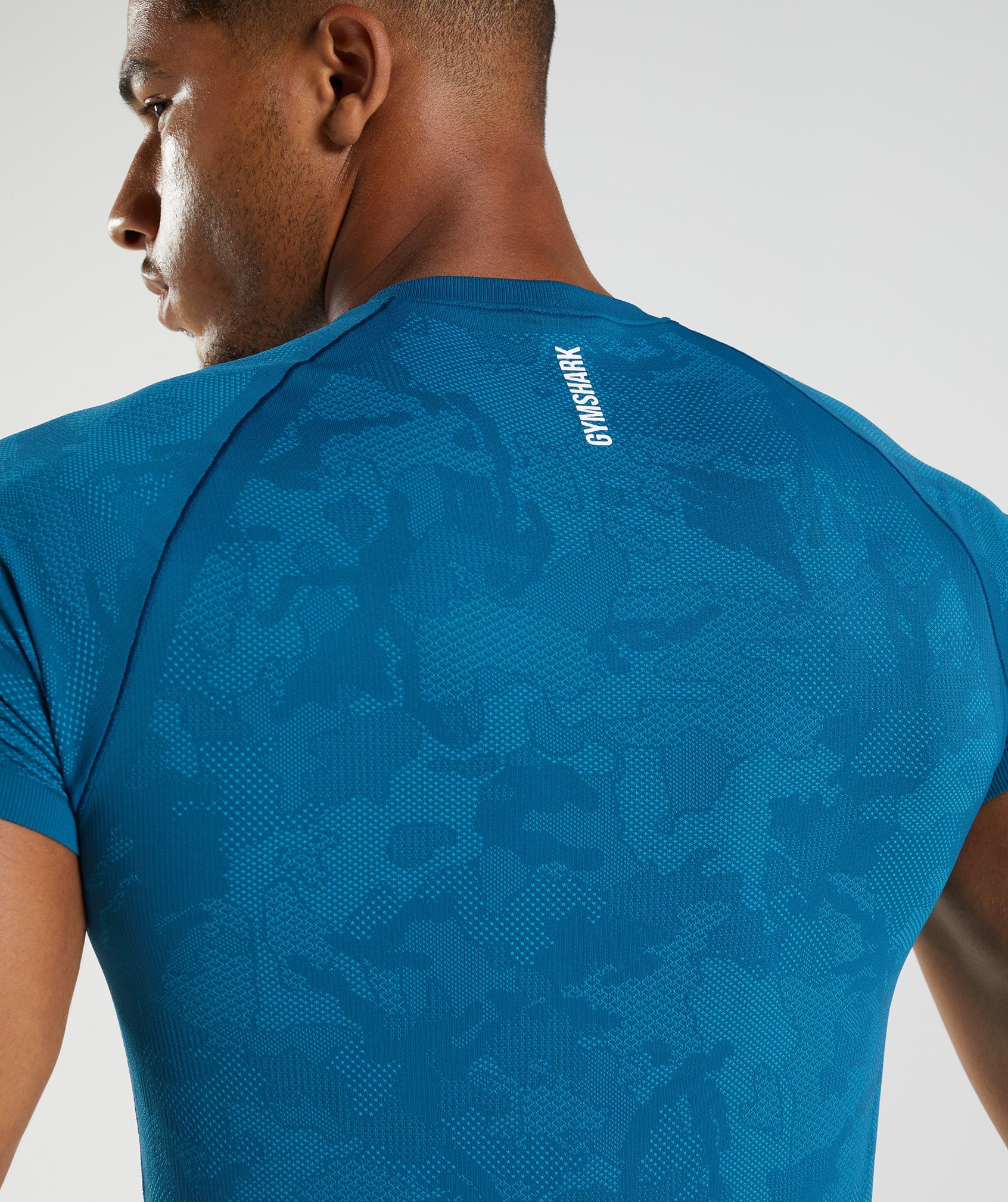 Gymshark Geo Seamless Long Sleeve T-Shirt - Atlantic Blue/Shark