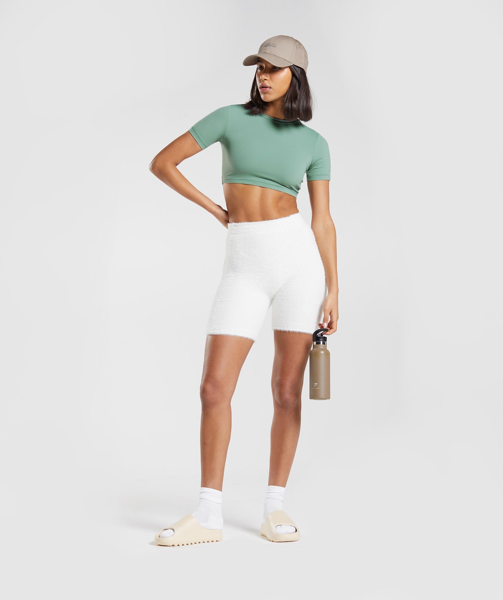 Whitney Short Sleeve Crop Top in Leaf Green - view 4