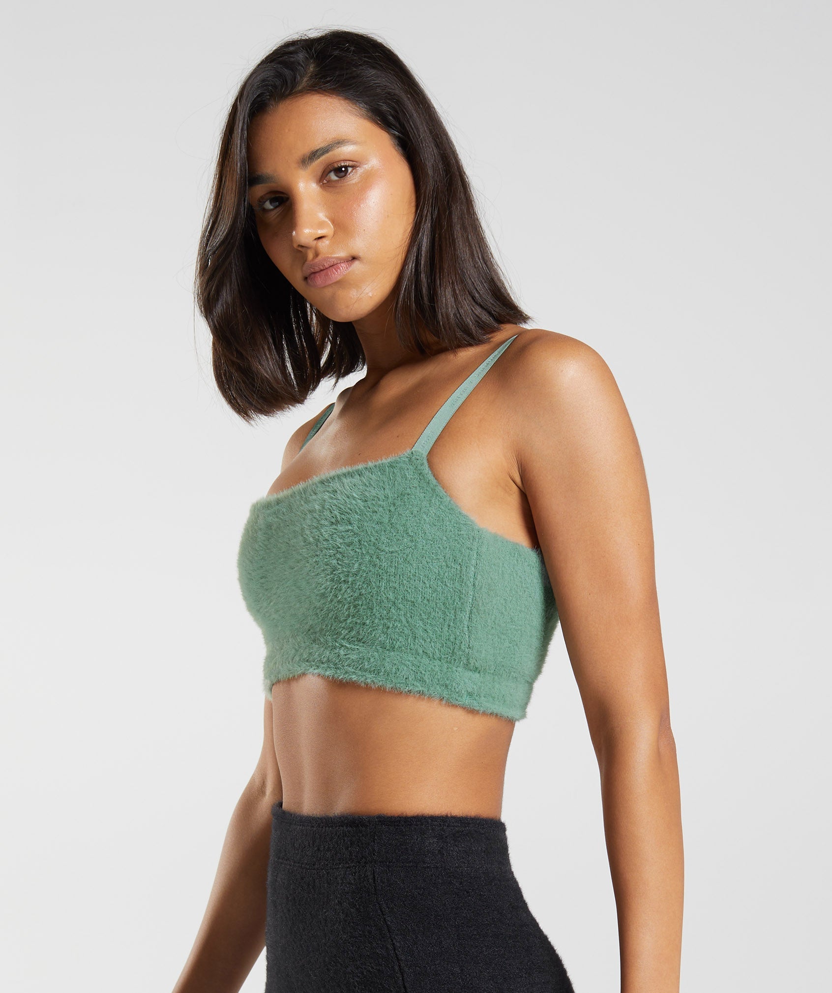 Whitney Eyelash Knit Bandeau in Leaf Green