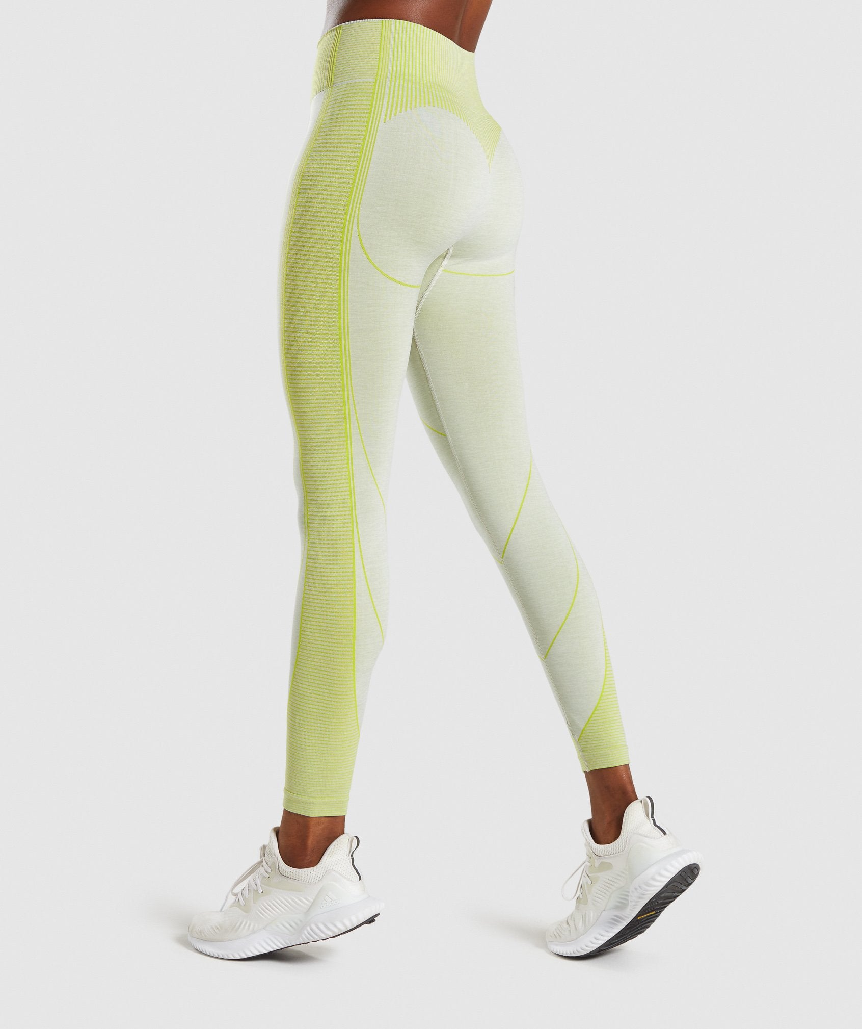 Gymshark Hyper Amplify Leggings - Light Grey Marl/Lime