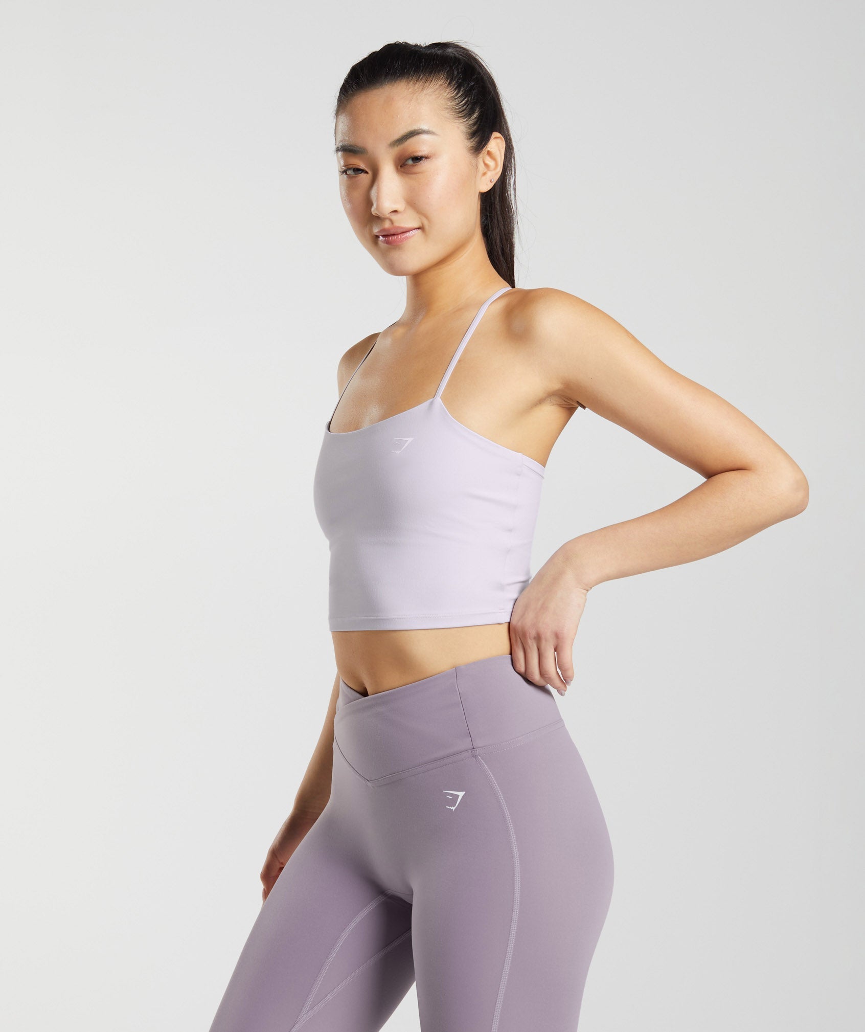 Strappy Crop Cami Tank in Iced Lilac - view 3