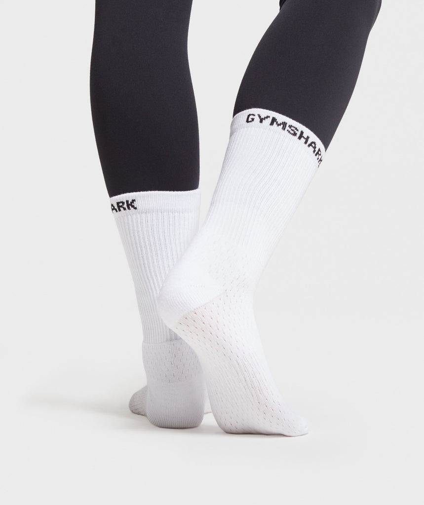 Gymshark Crew Socks (1pk) - White/Black | Gymshark