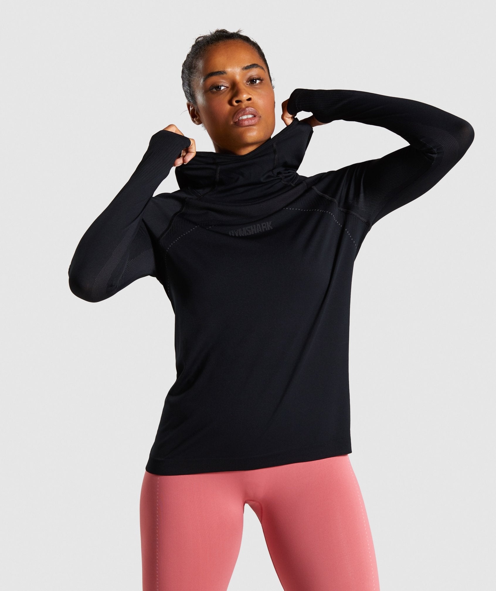 Breeze Lightweight Seamless Hoodie in Black - view 1