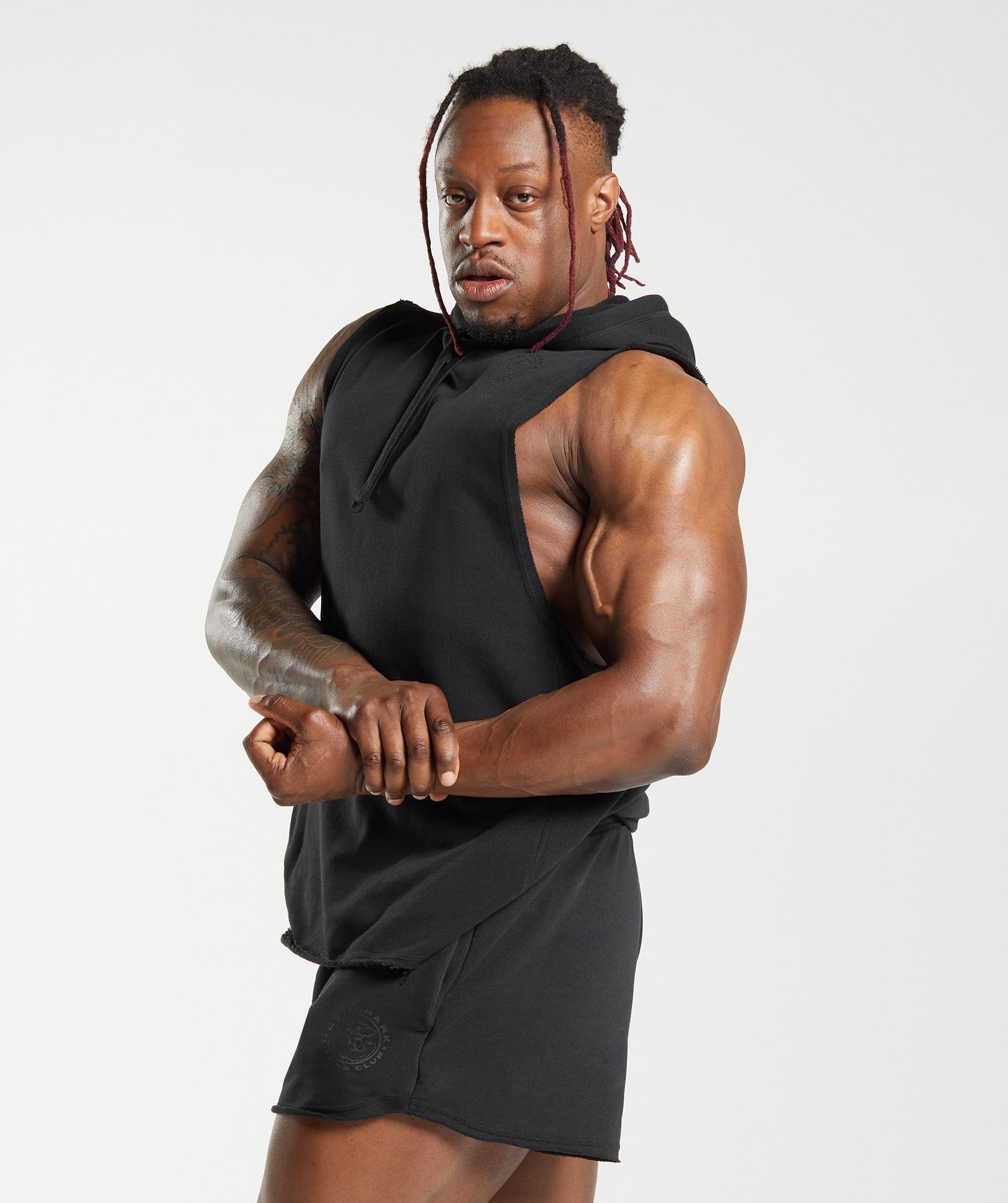 Gymshark Legacy Short Sleeve Crop Hoodie - Black