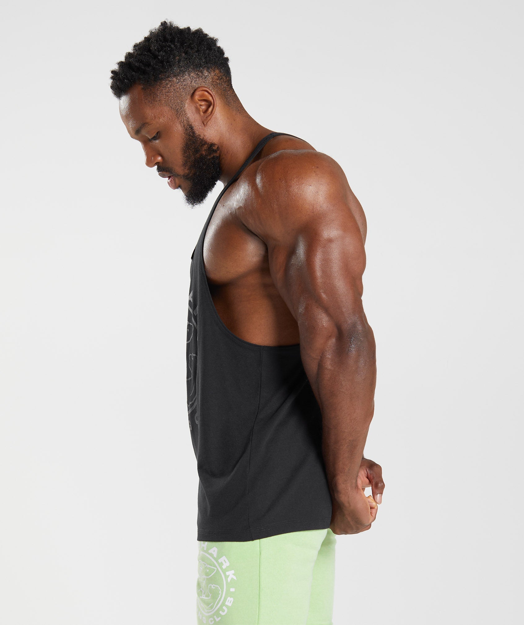 GYMSHARK Legacy Stringer Black Tank Top Cotton for Men