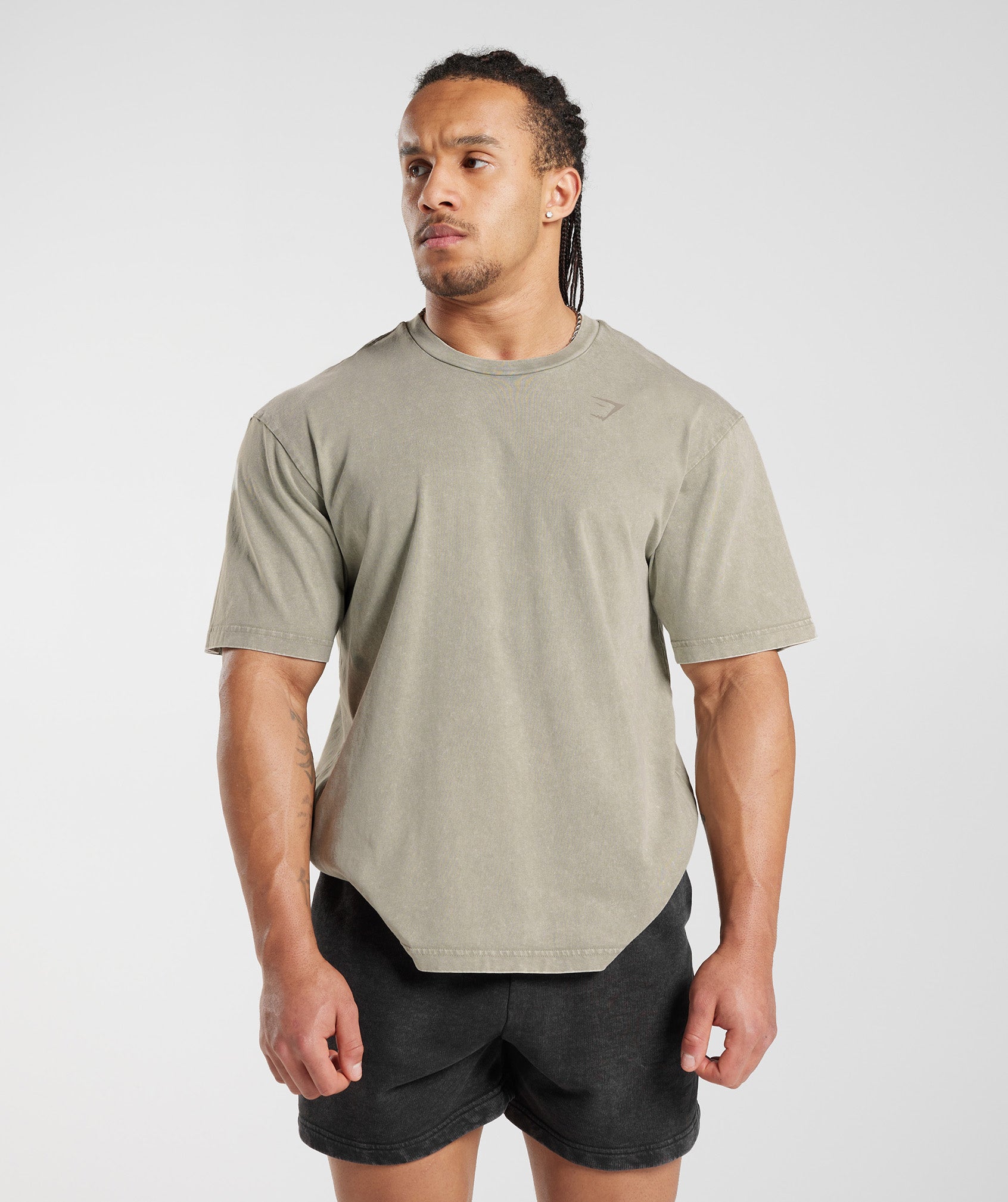 Power Washed T-Shirt in Ecru Brown