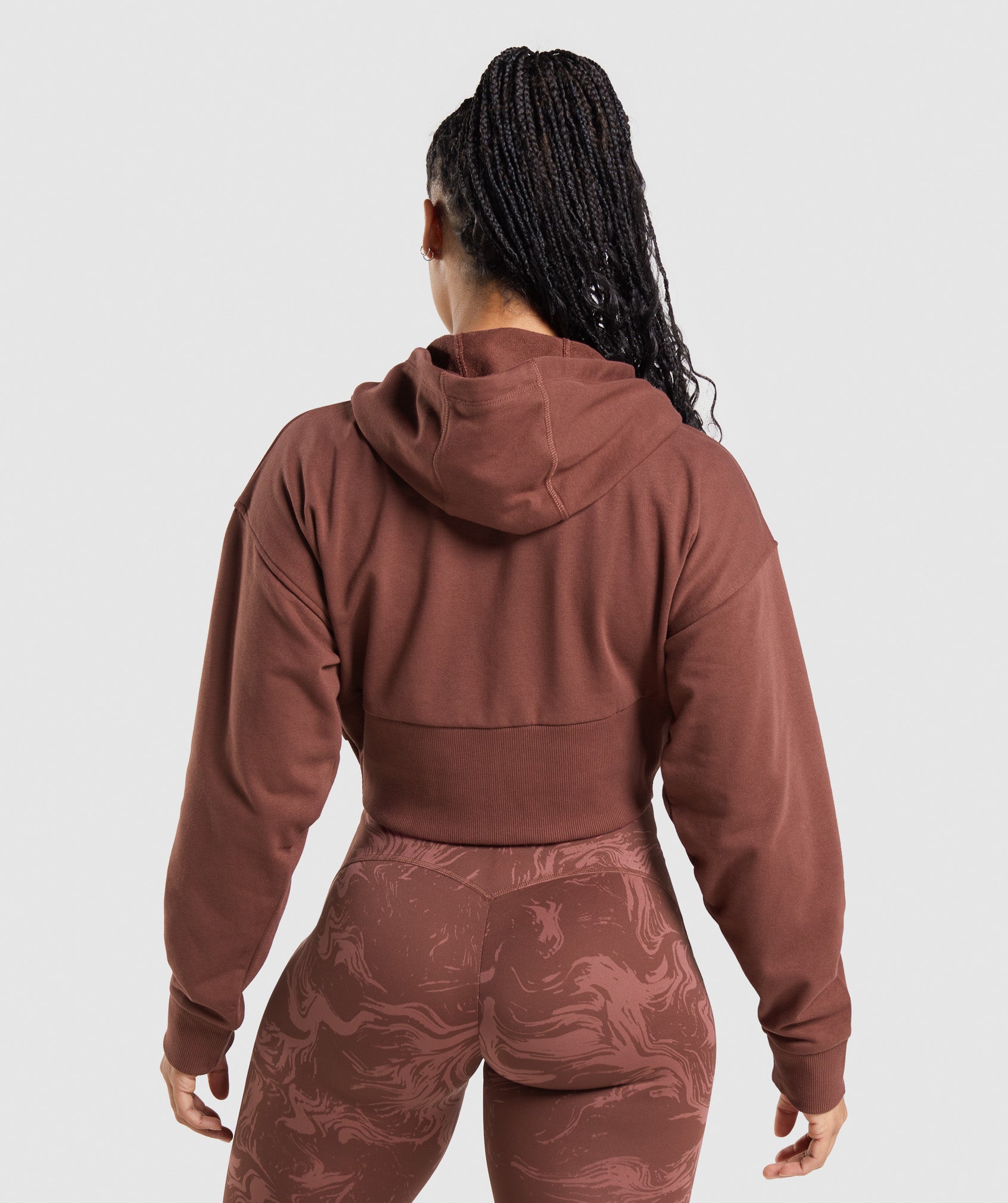 GS Power Cropped Zip Hoodie in Cherry Brown - view 2