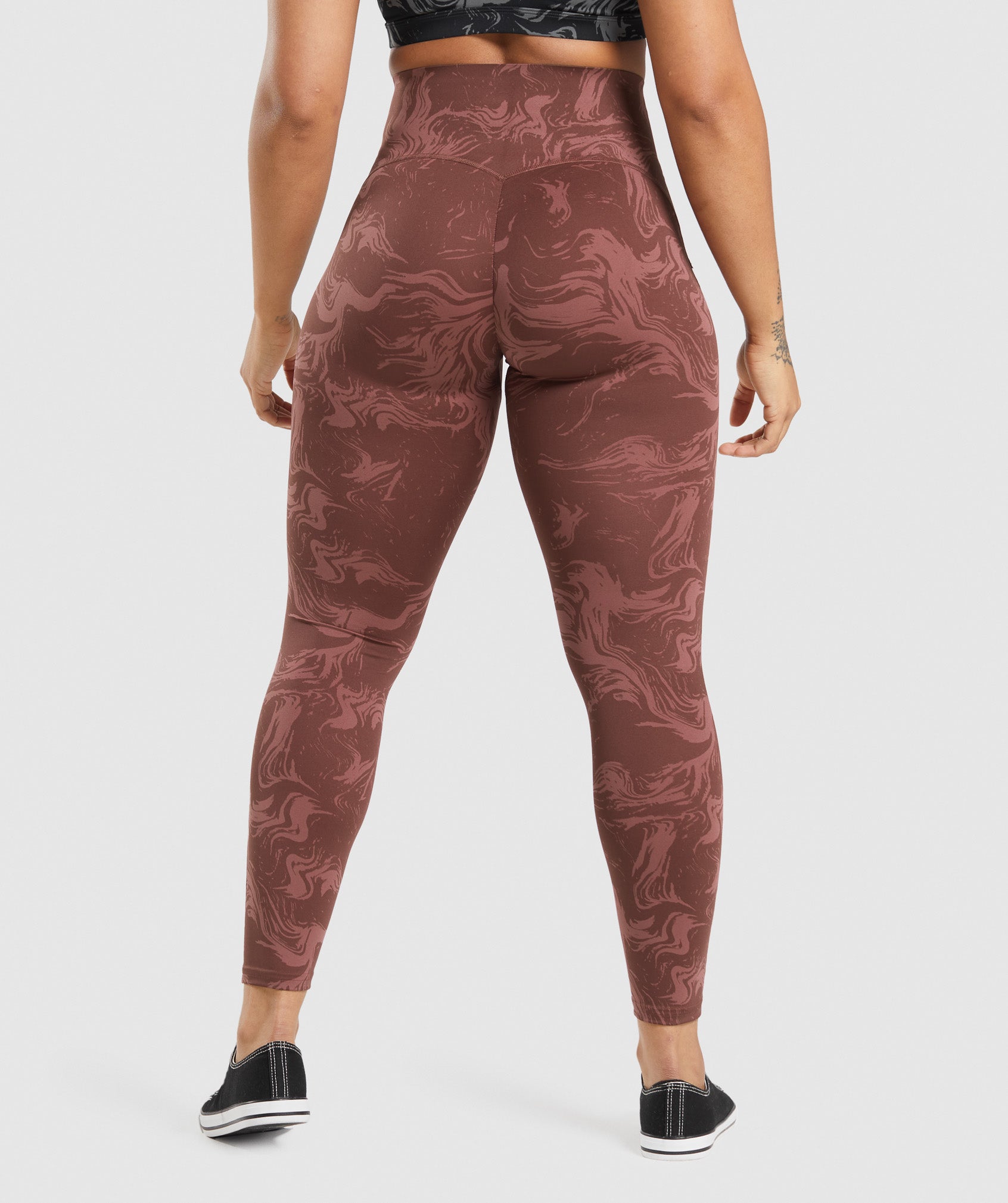 Waist Support Leggings in Cherry Brown Print - view 2