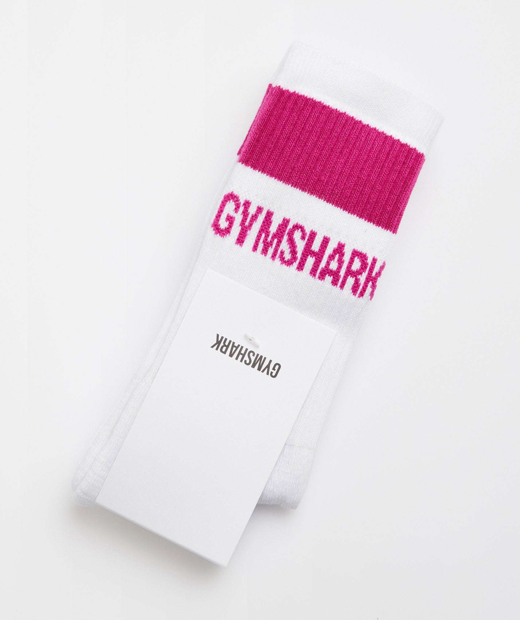 Premium Jacquard Single Socks in White/Magenta Pink