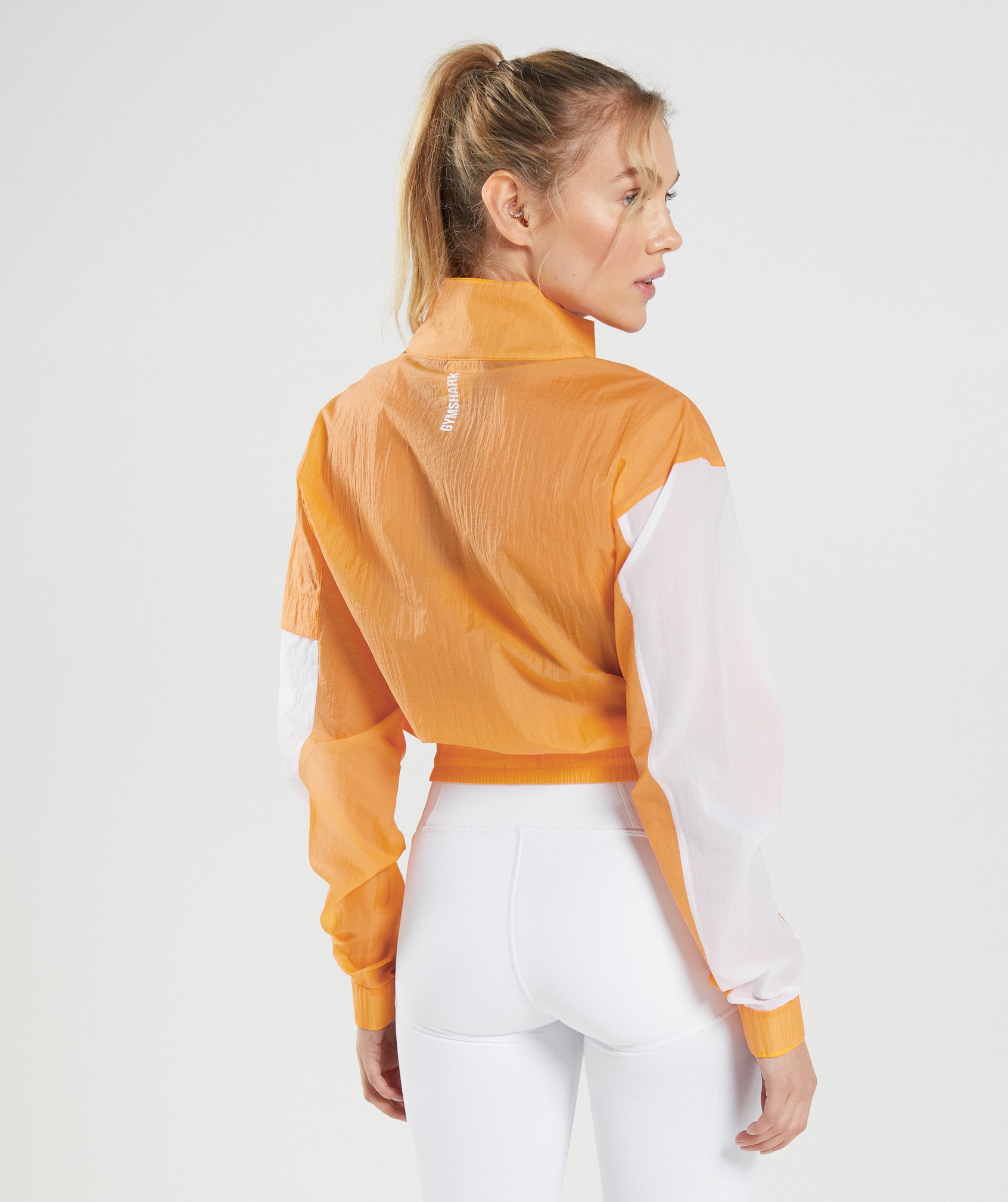 Pulse Woven Jacket in Apricot Orange/White