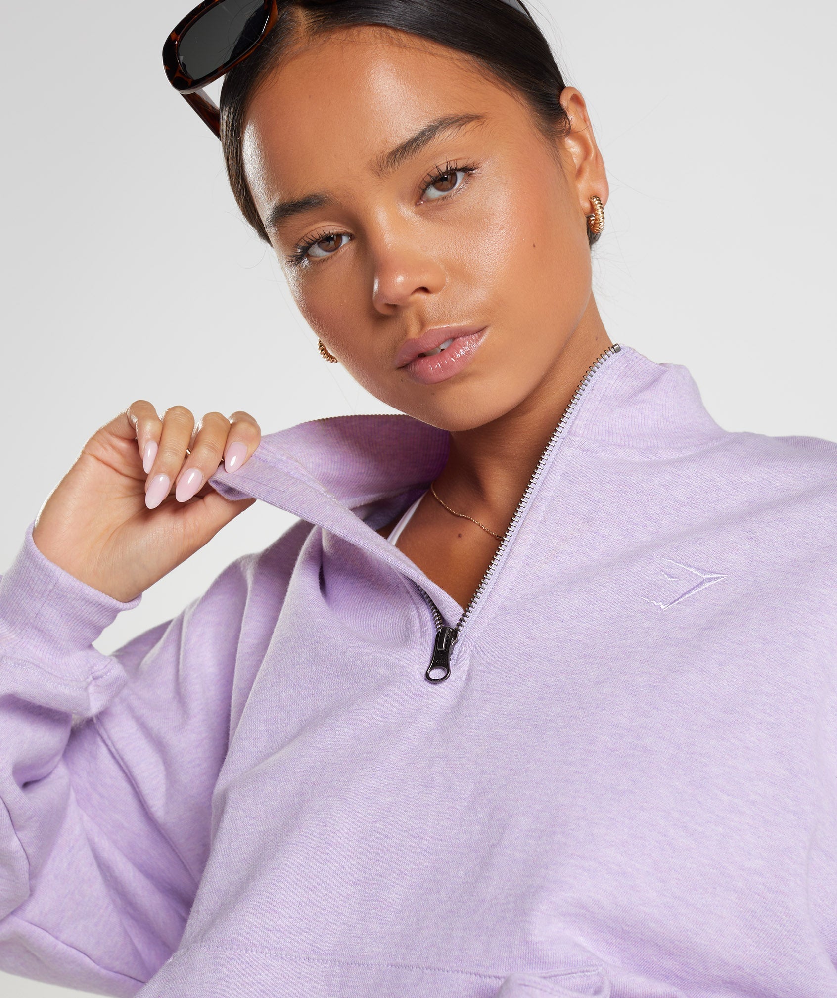 Rest Day Sweats 1/2 Zip Pullover in Aura Lilac Marl - view 4