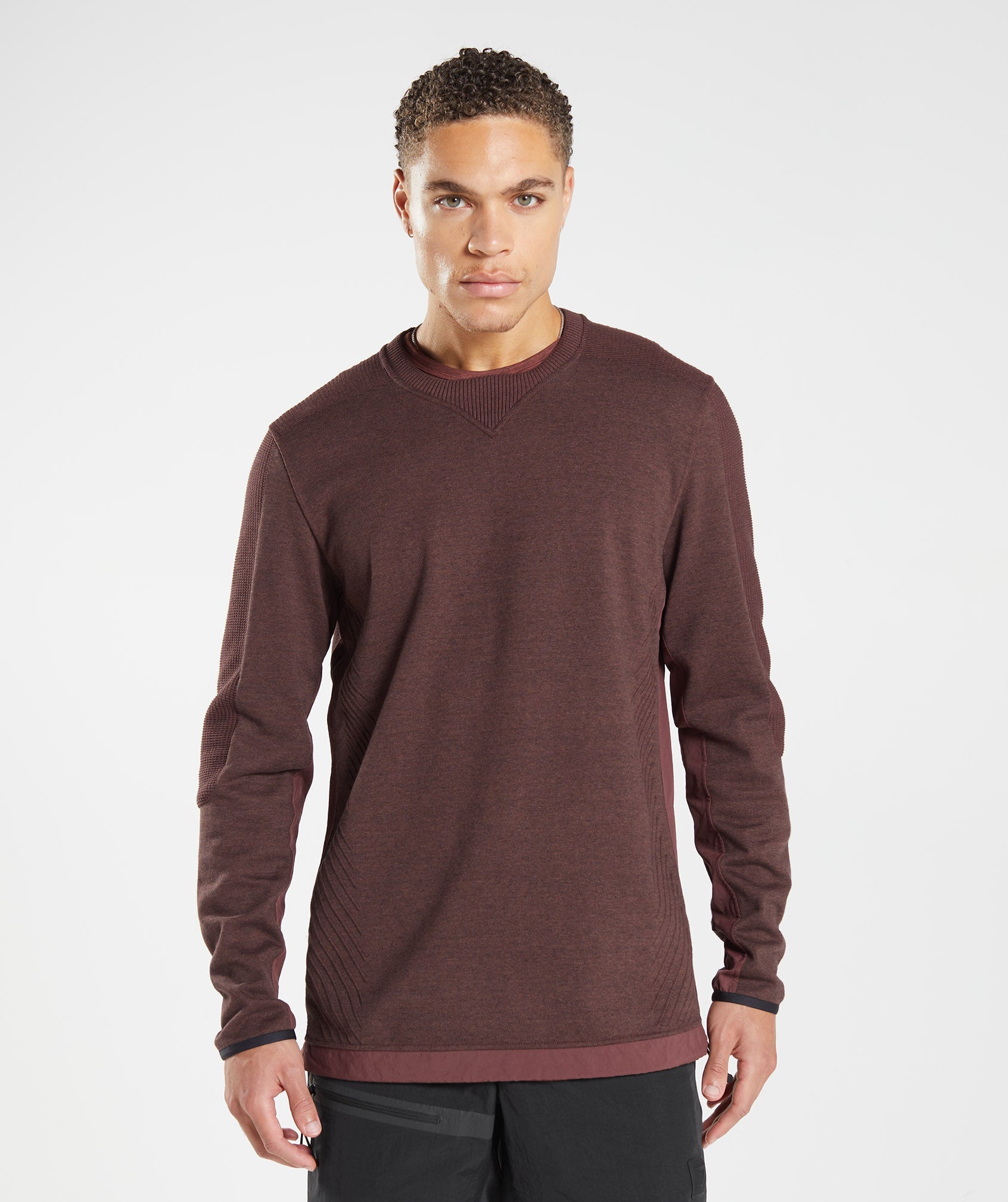 Gymshark Retake Crew - Cherry Brown Marl | Gymshark