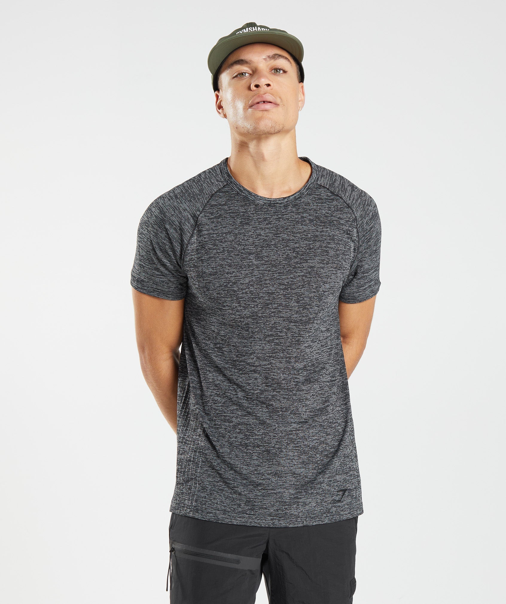 Retake Seamless T-Shirt in Black/White Marl