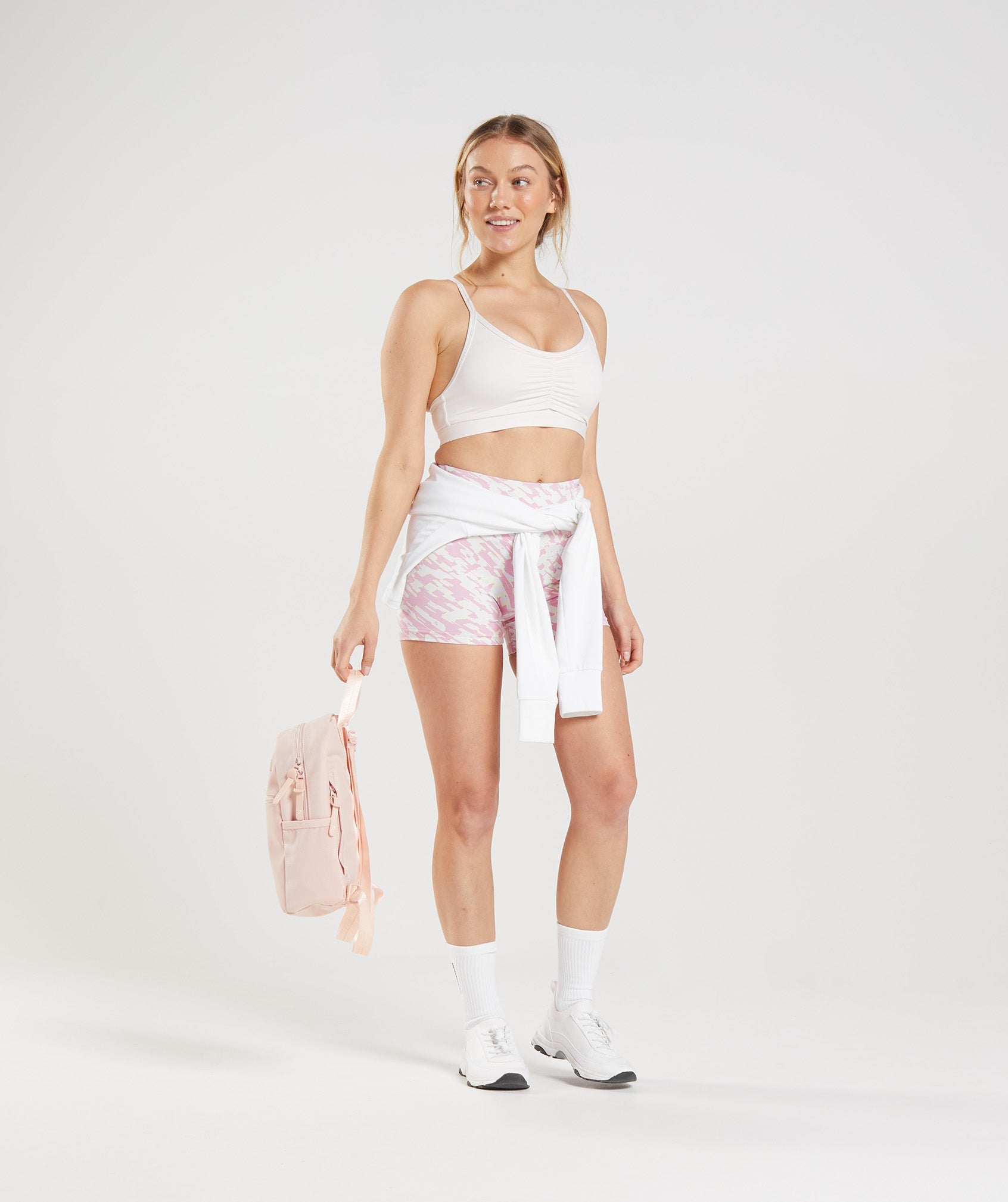 Ruched Sports Bra in Coconut White - view 4