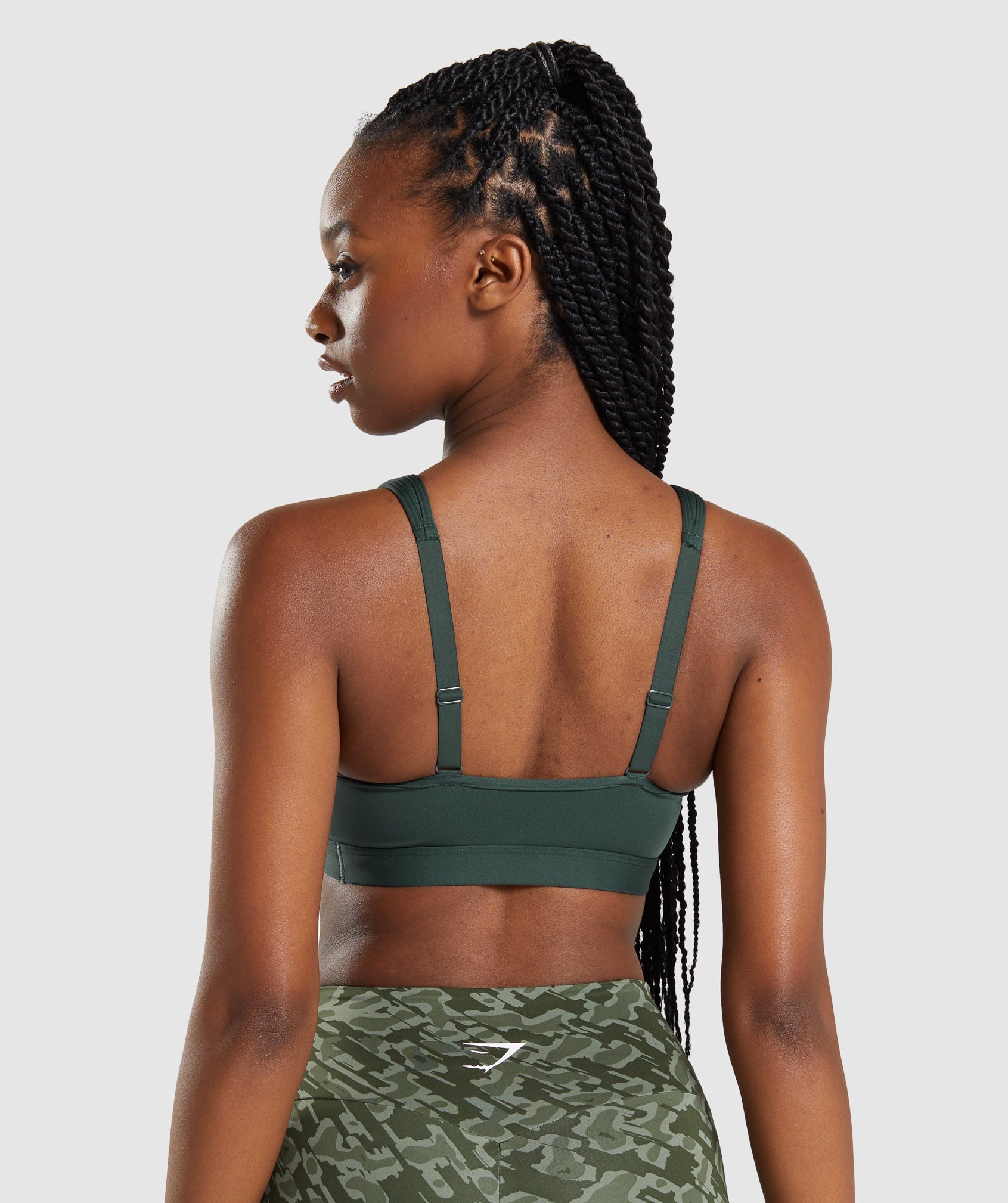 Scoop Neck Sports Bra in Obsidian Green - view 2