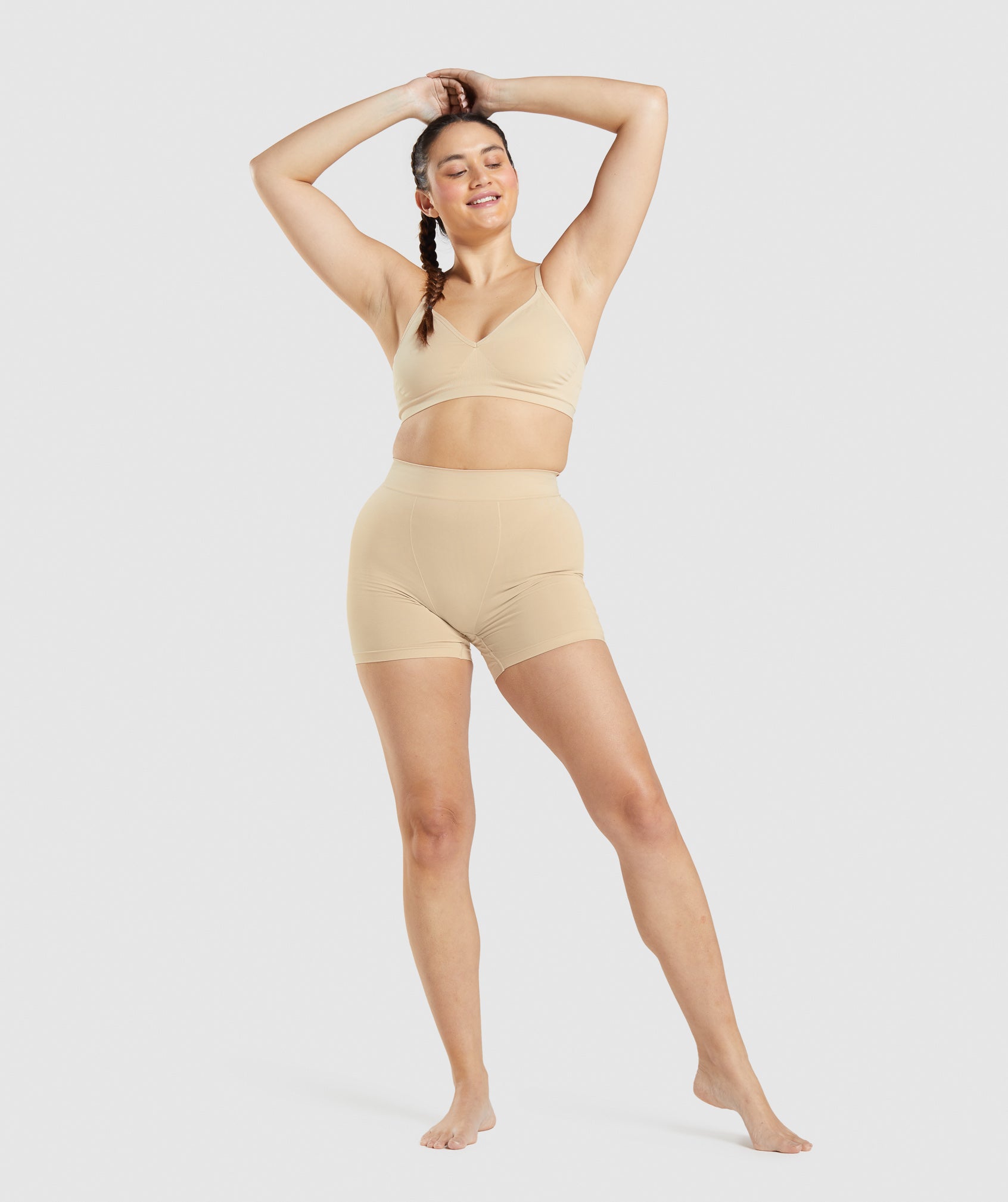 GYMSHARK Women's Seamless High Rise Boxers, Fawn Light Brown, Small :  : Fashion