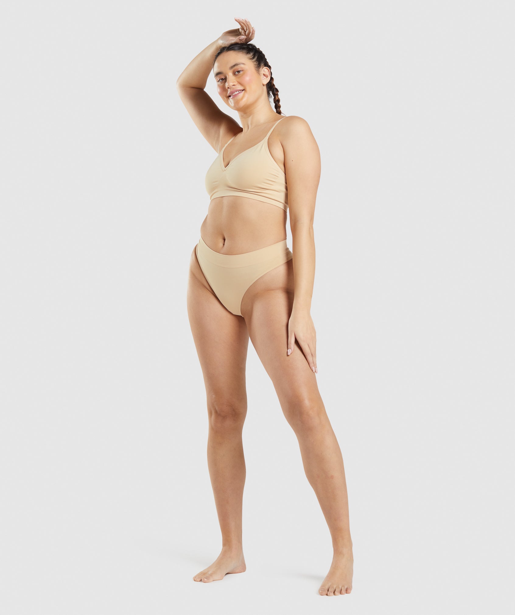 Seamless High Rise Thong in Fawn Light Brown - view 4