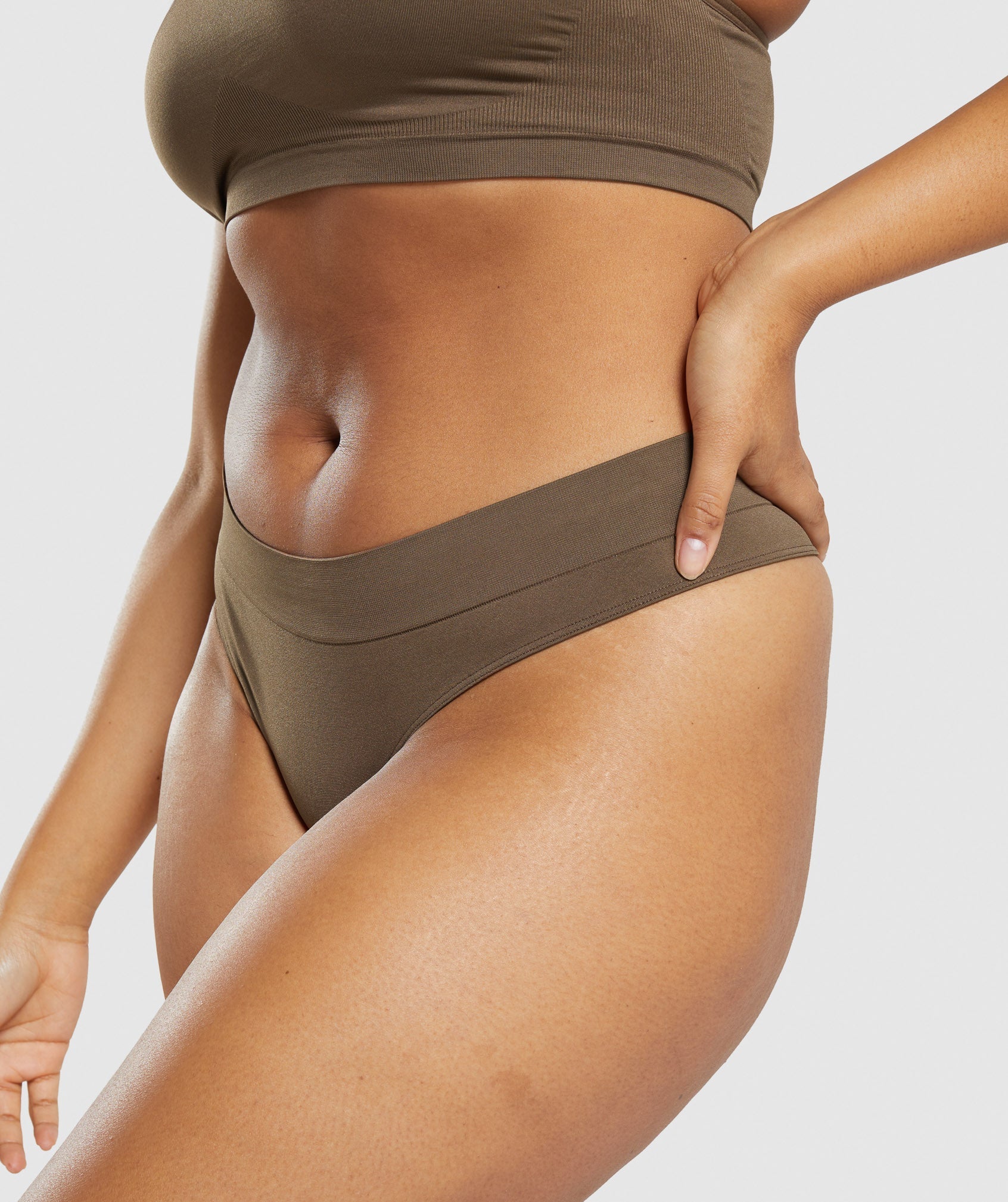 Brown Seamless Smoothing Thong