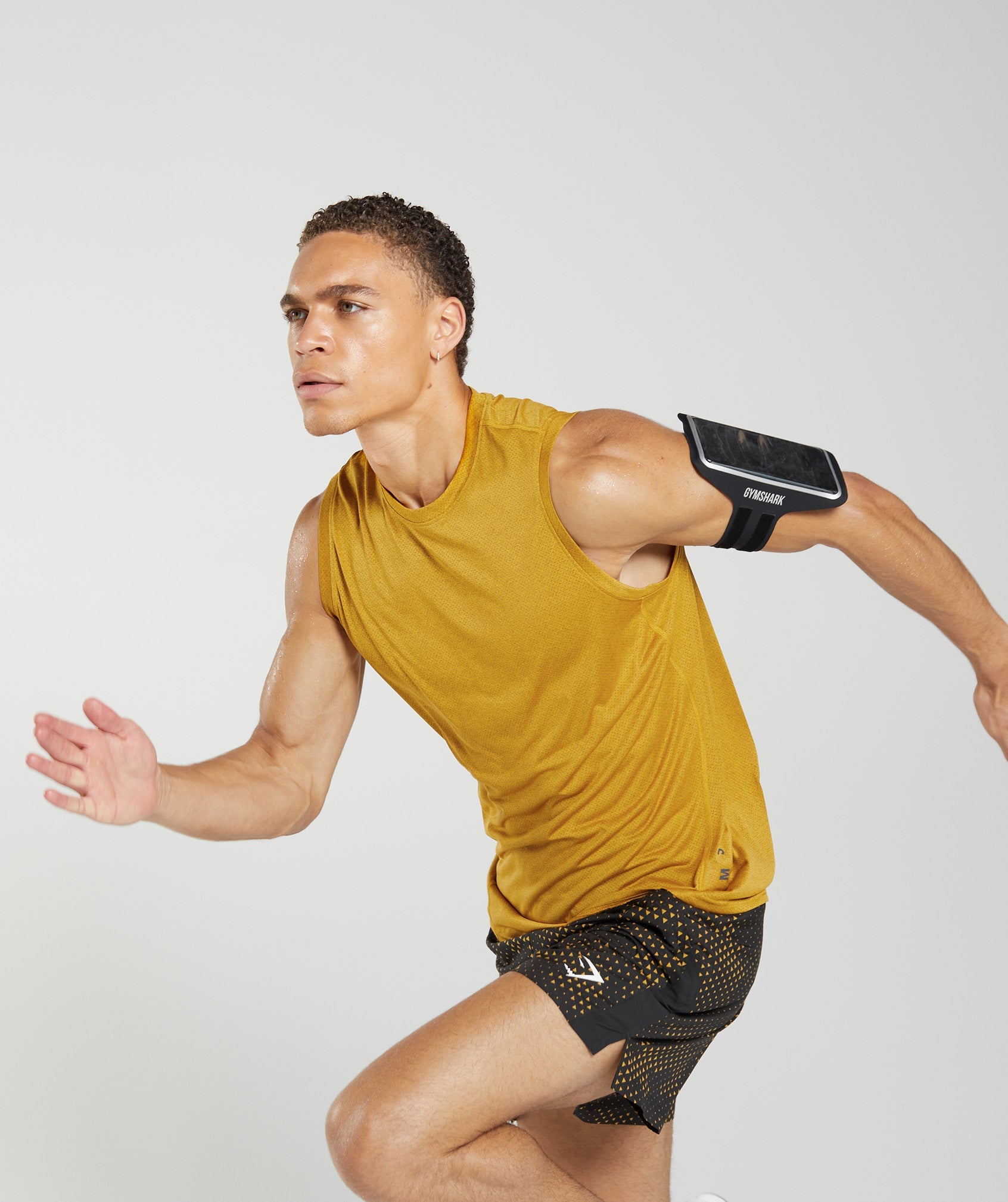 Sport Tank in Turmeric Yellow/Black Marl