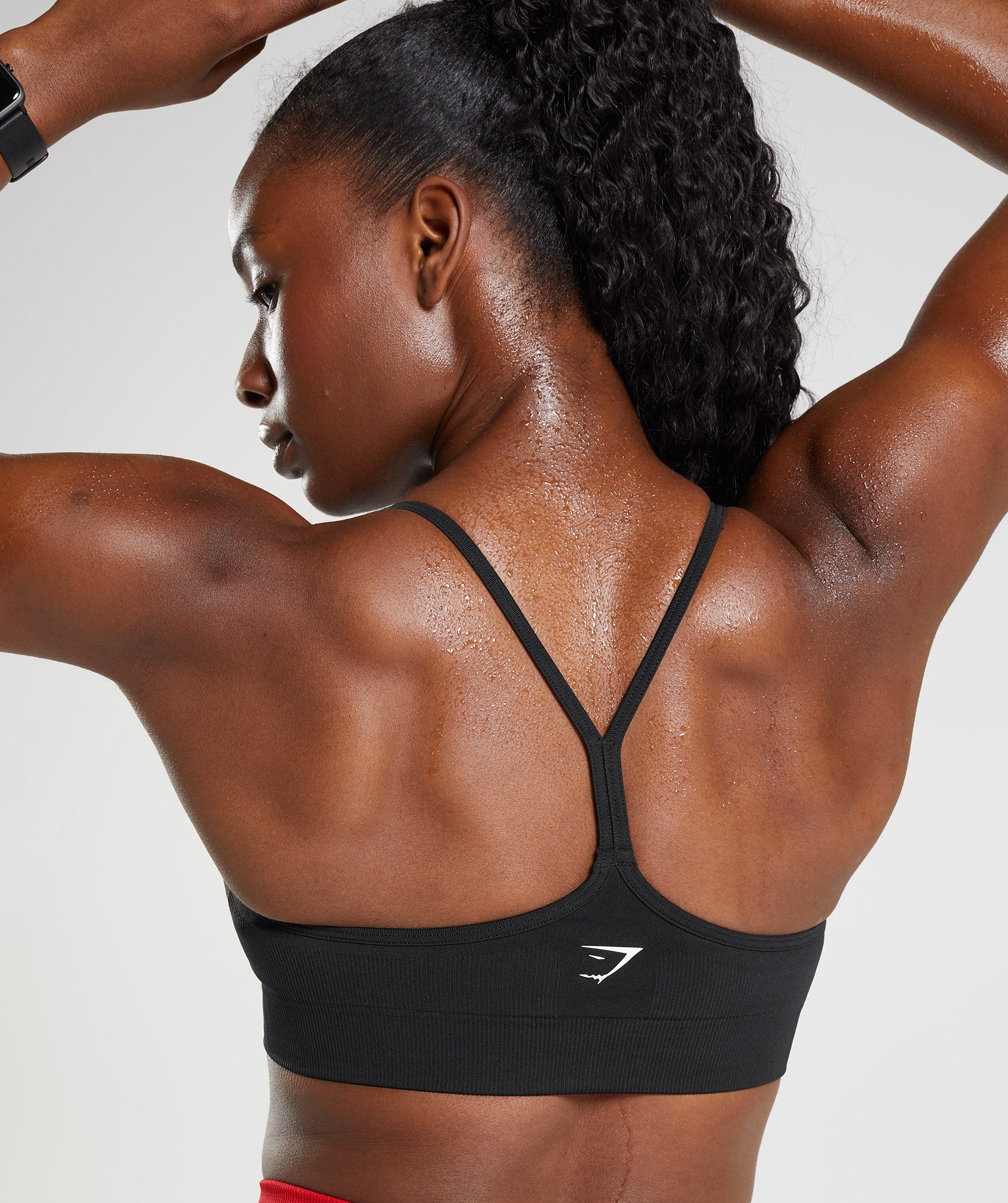 GYMSHARK Women Sport Bra Pro Perform XS Black Stretch Activewear Gym Logo