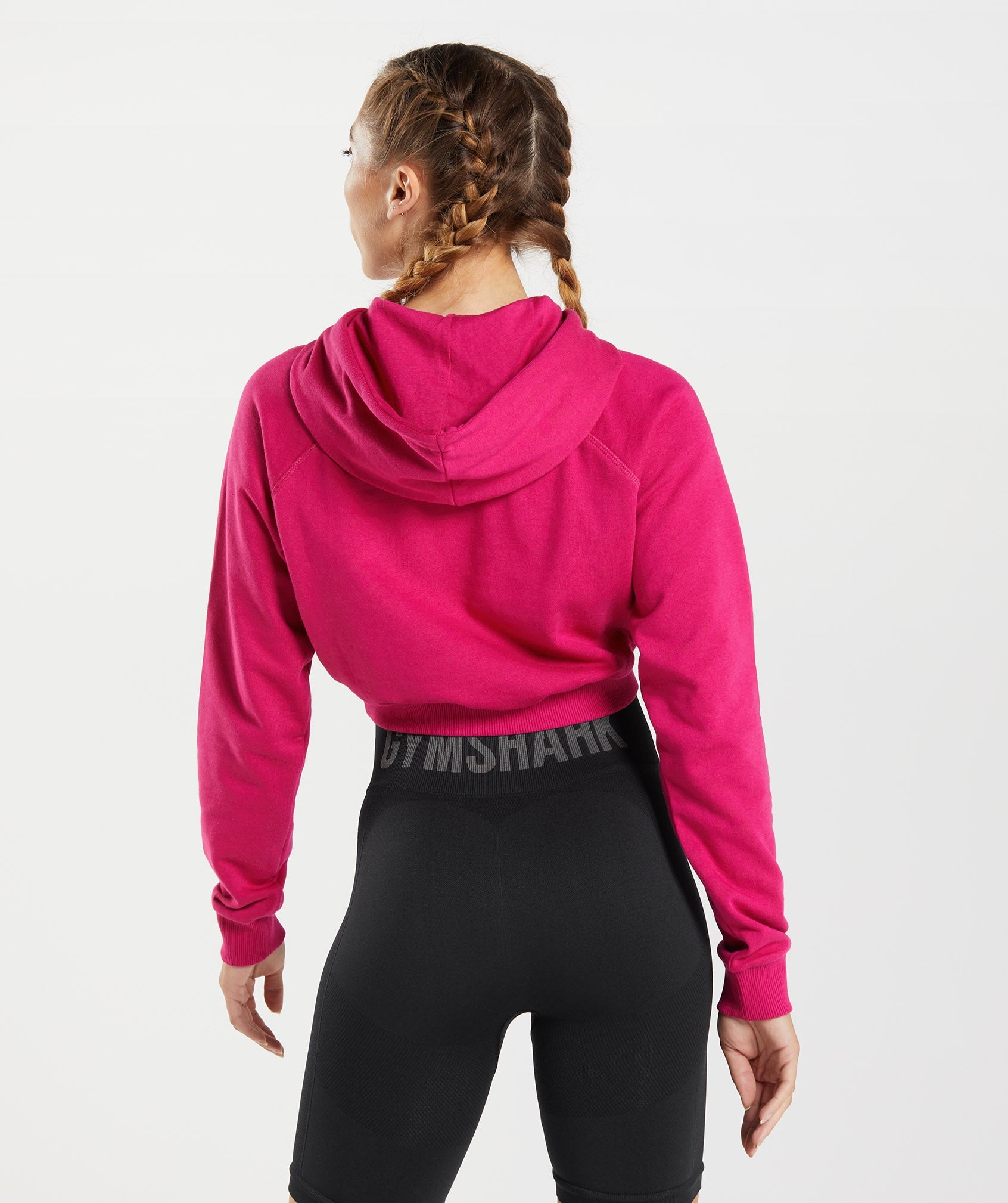 GymShark Hoodie Womens Medium Full Zip Up Cropped Activewear Athletic Pink  NWOT