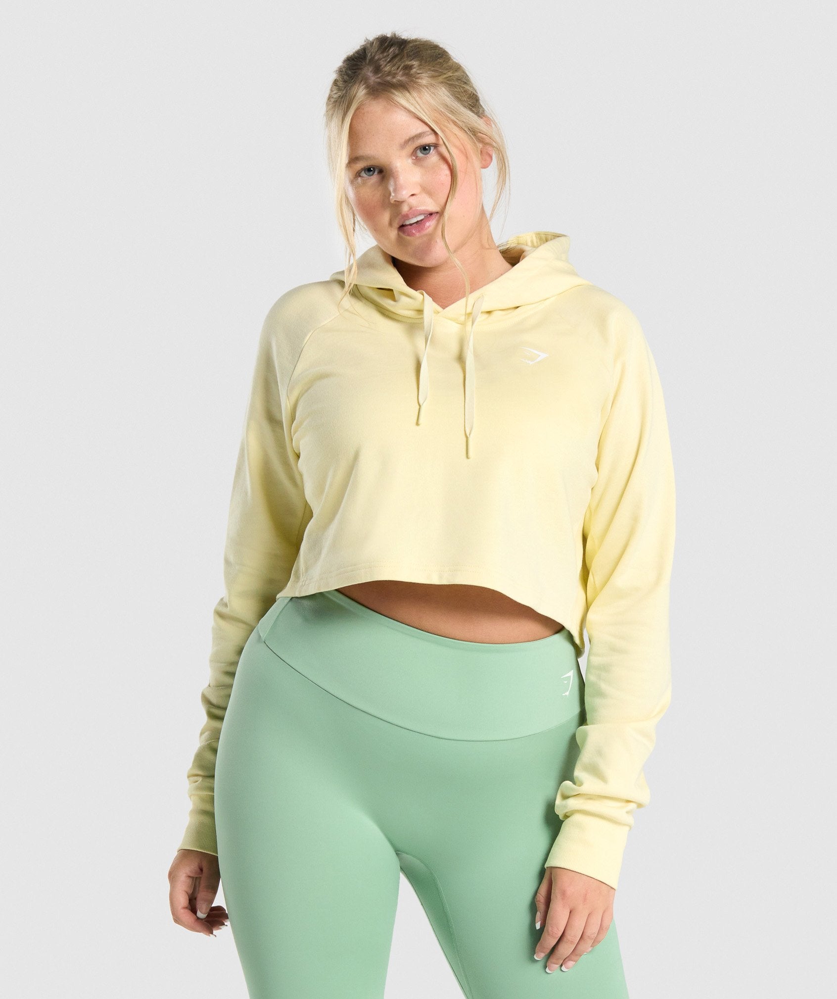 Training Cropped Hoodie in Light Yellow