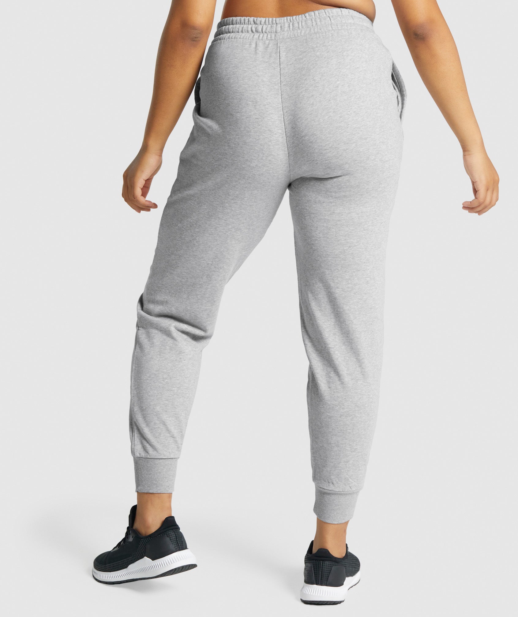 GYMSHARK Womens Joggers Gray Logo Sweatpants Ankle Zip Spell Out