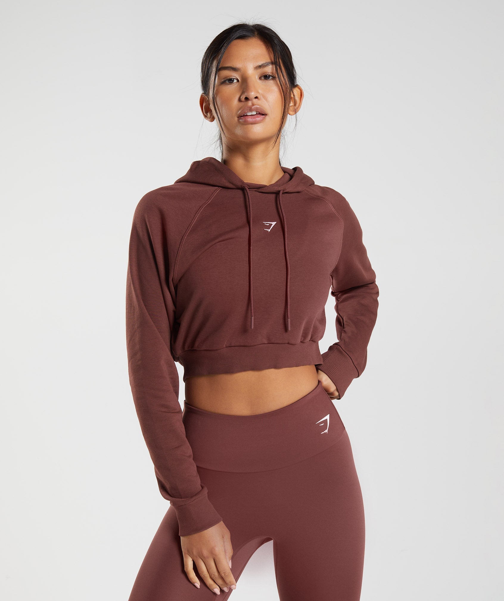 Training Cropped Hoodie in Cherry Brown