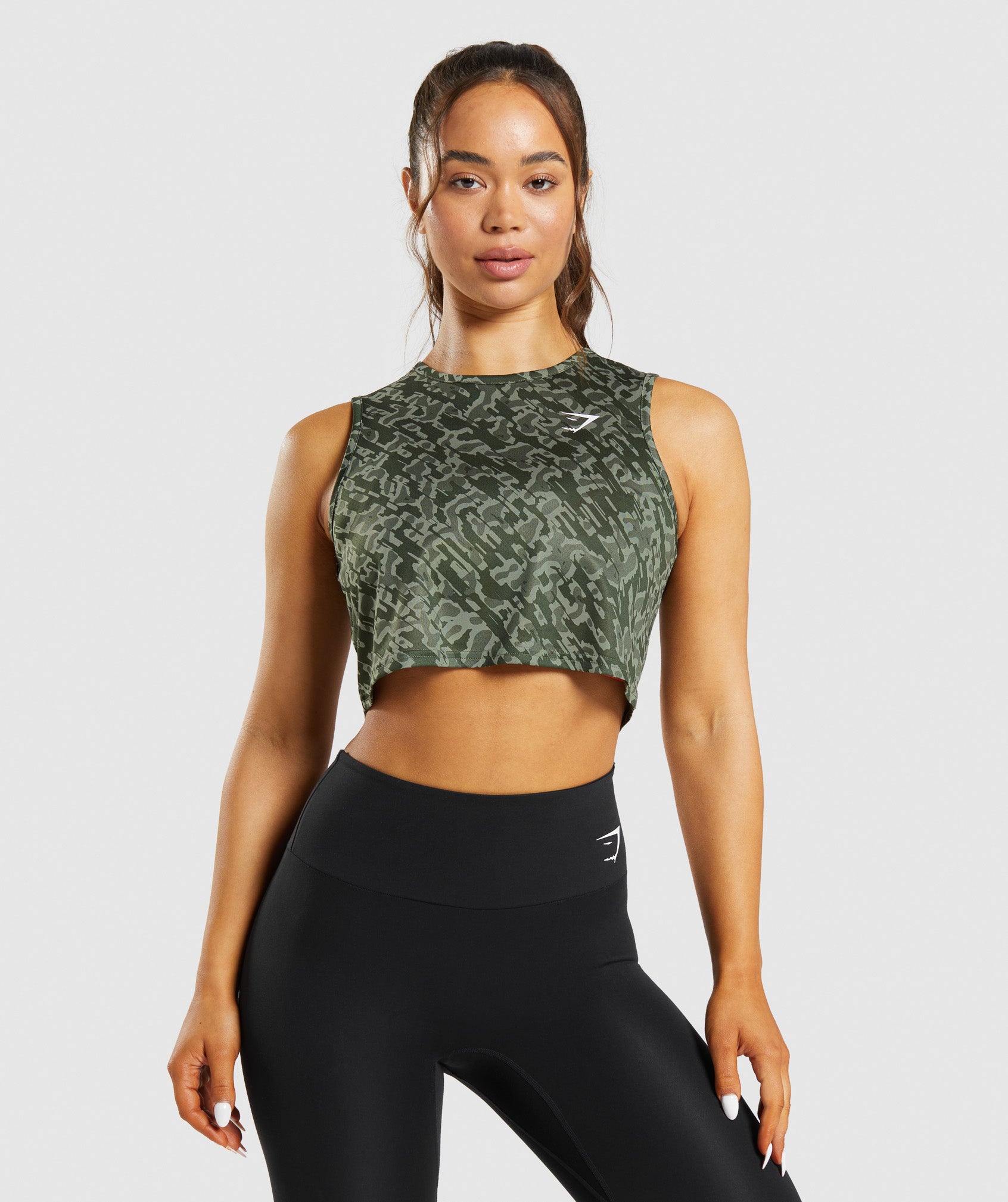 Training Crop Tank in Green Print