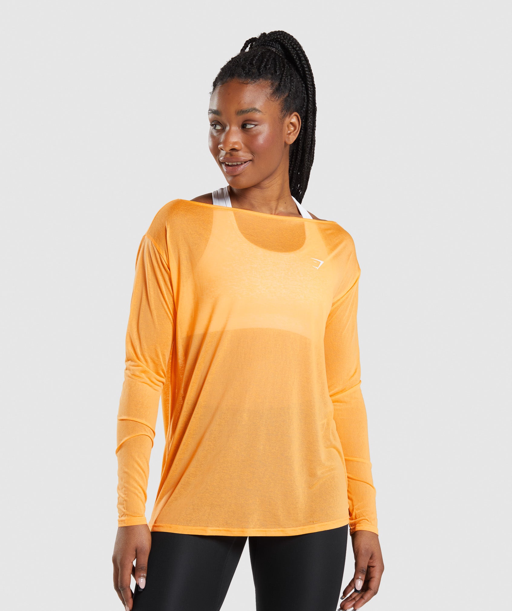 Training Oversized Long Sleeve Tee in Apricot Orange