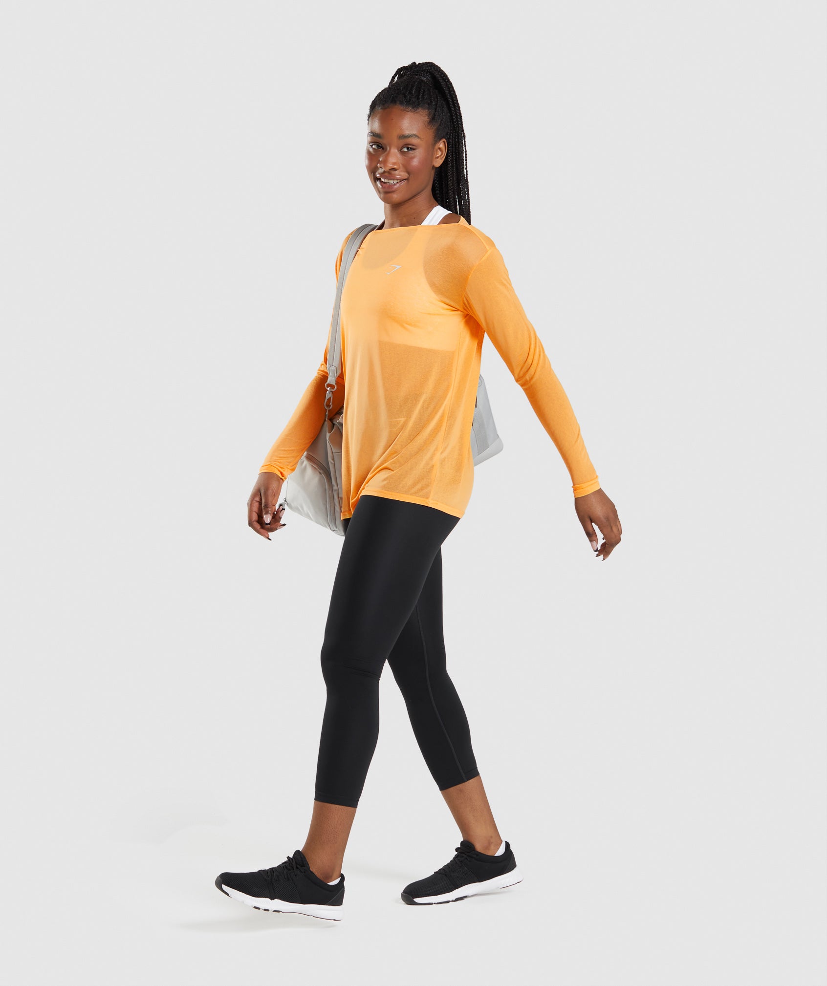 Training Oversized Long Sleeve Tee in Apricot Orange