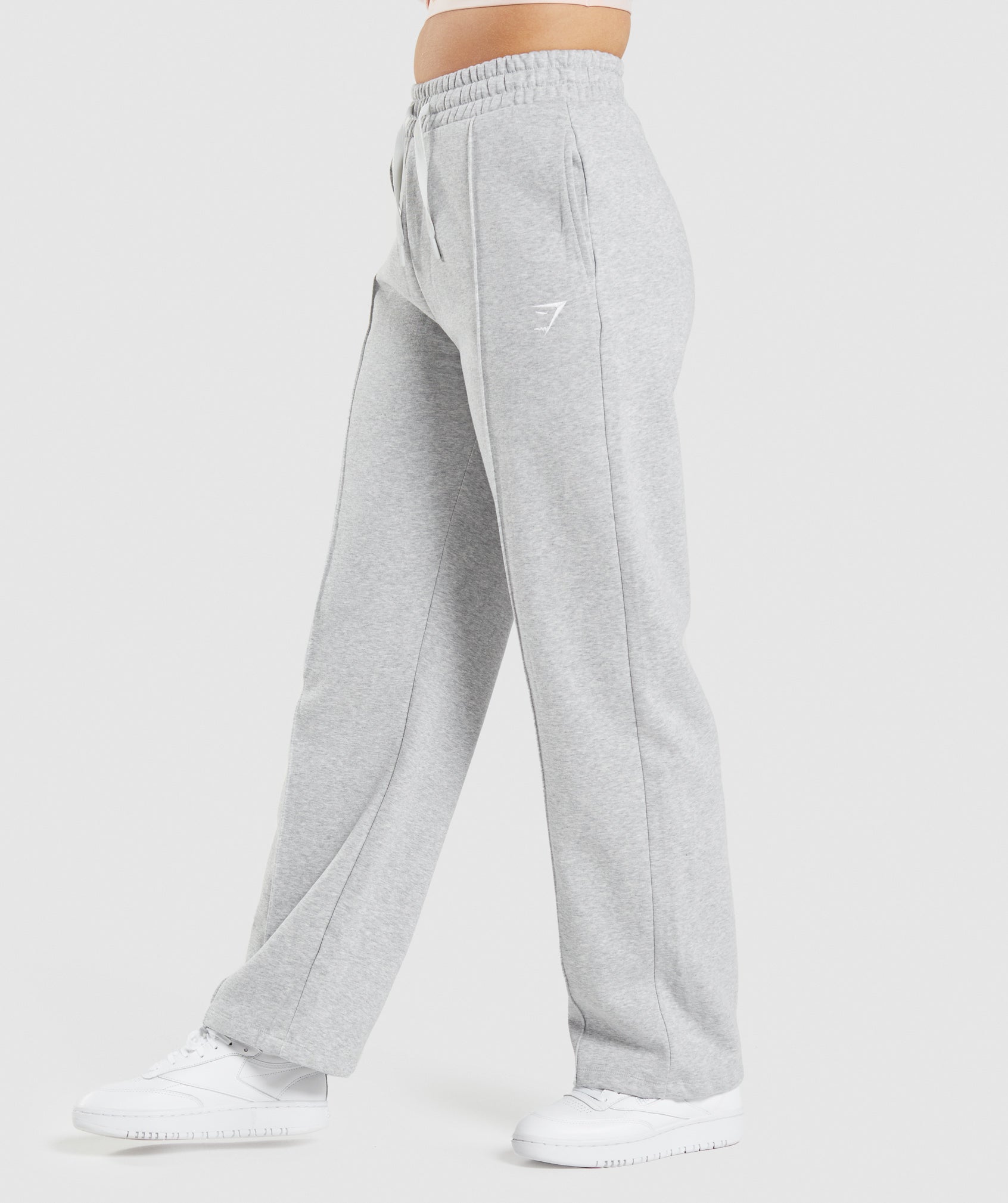 GYMSHARK Womens Joggers Gray Logo Sweatpants Ankle Zip Spell Out