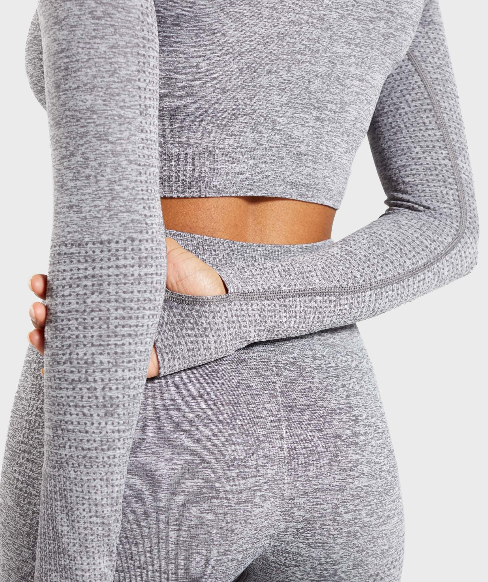 Vital Seamless Long Sleeve Crop Top in Smokey Grey Marl - view 5