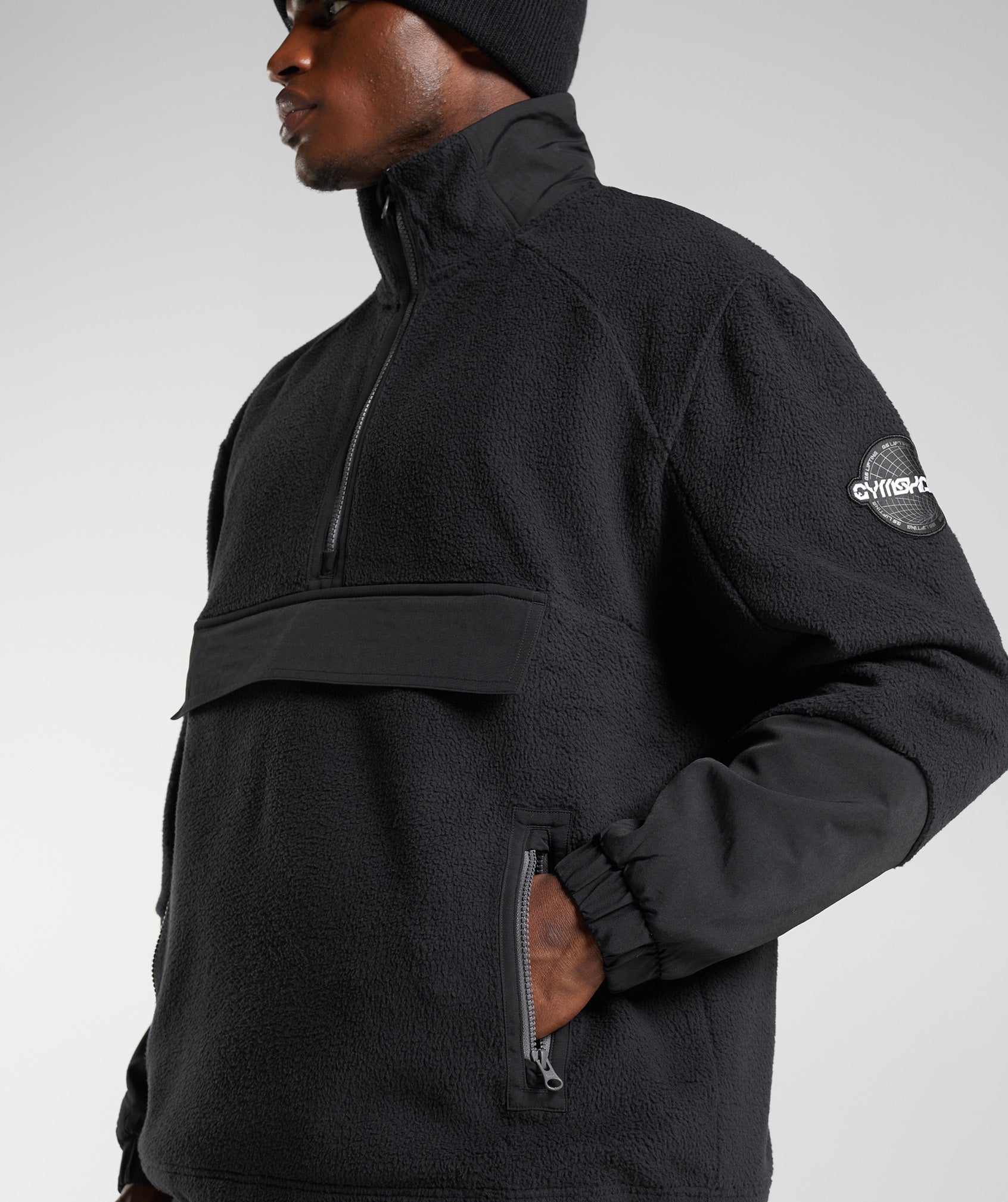 Gymshark Thermal Fleece 1/4 Zip Pullover - Black/Pitch Grey