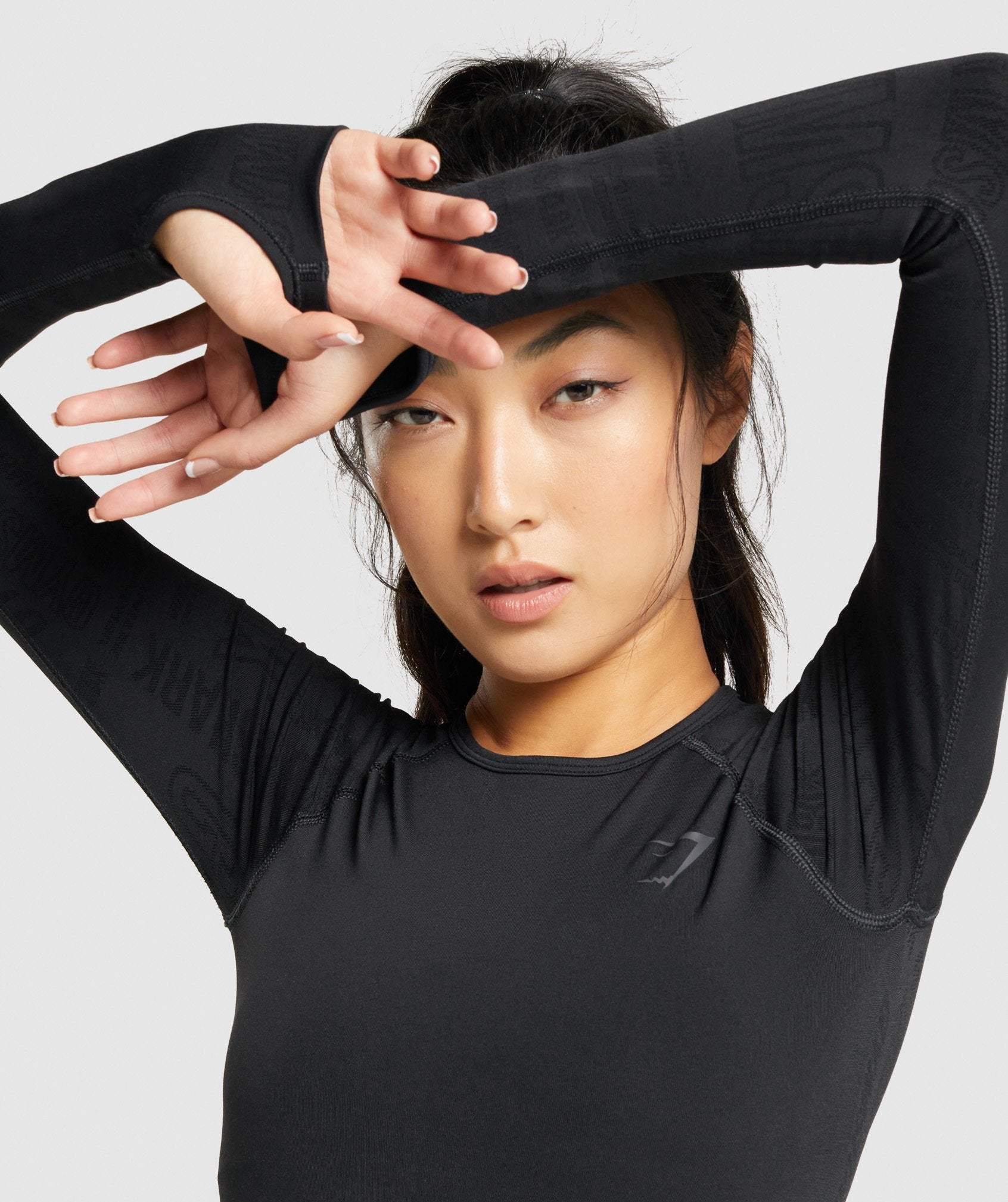 Vision Long Sleeve Crop Top in Black - view 6