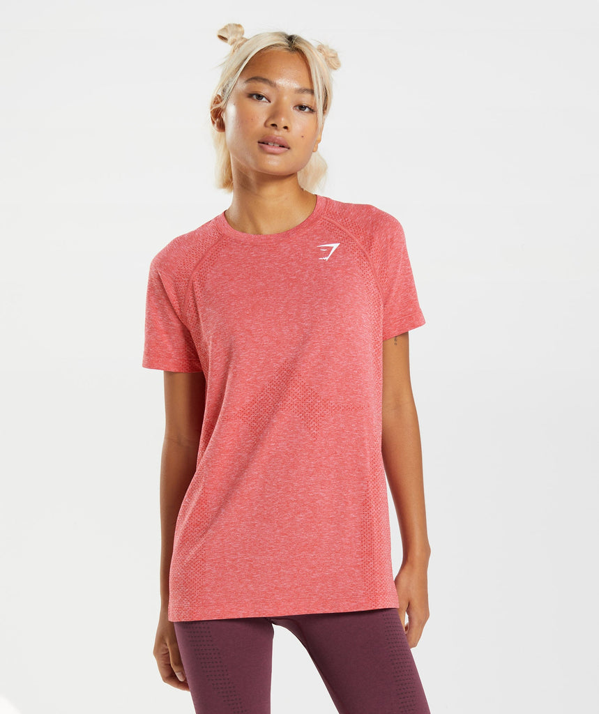 Gymshark Vital Seamless 2.0 Light T-Shirt - Chilli Red Marl | Gymshark