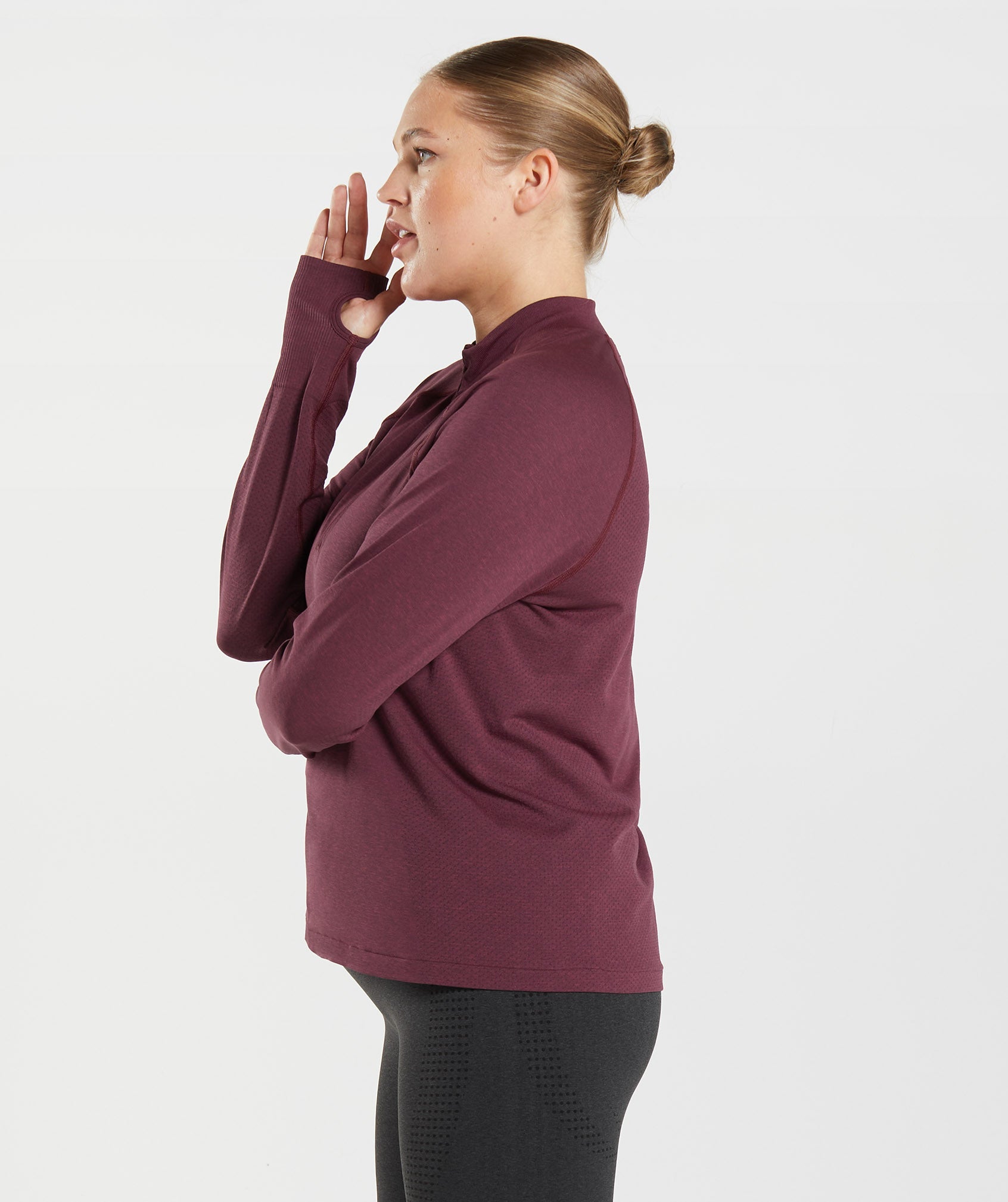 Vital Seamless 2.0 1/2 Zip Pullover in Baked Maroon Marl